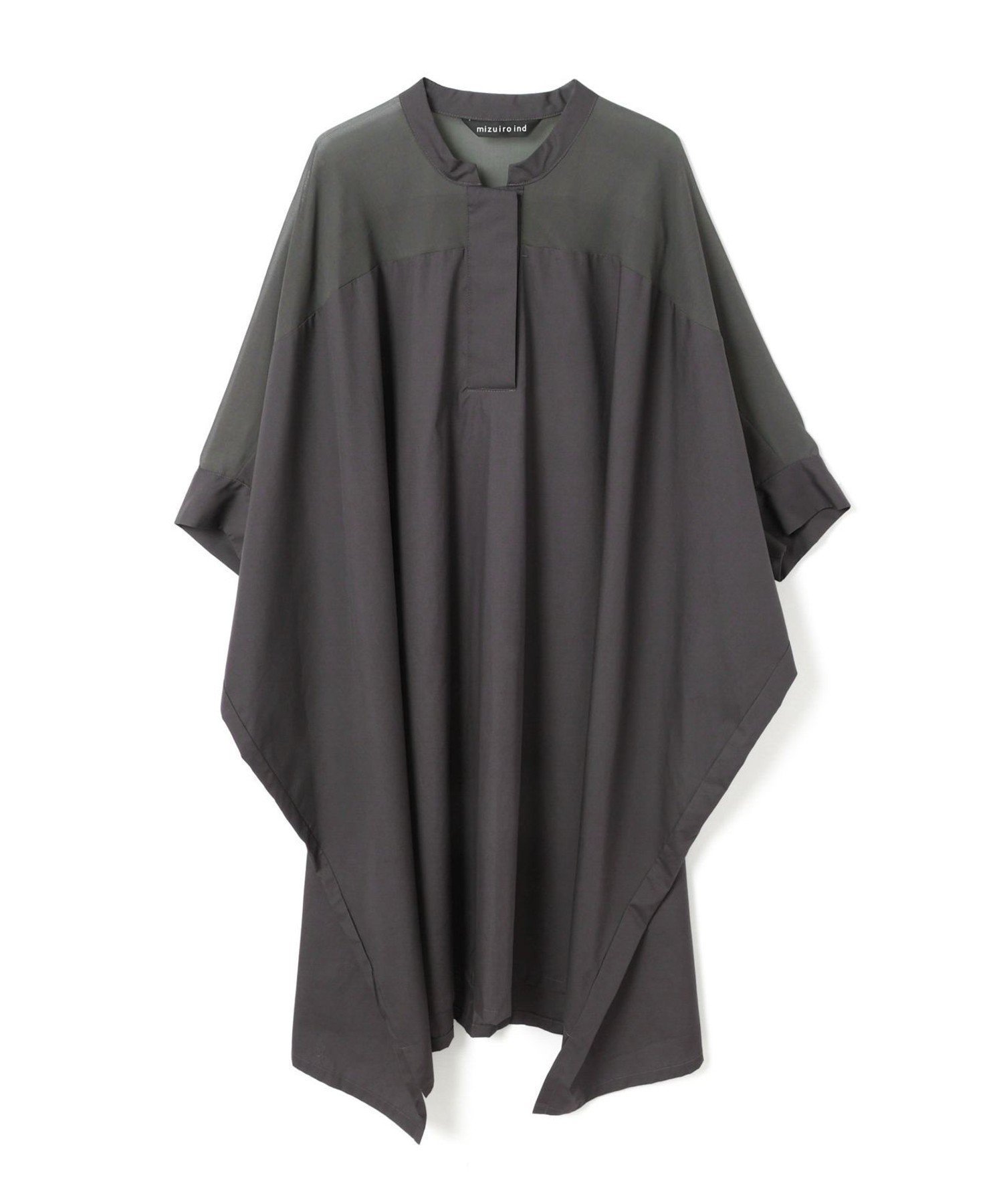 【マーコート/MARcourt】のmizuiro ind シアーワイドワンピース インテリア・キッズ・メンズ・レディースファッション・服の通販 founy(ファニー) 　ファッション　Fashion　レディースファッション　WOMEN　ワンピース　Dress　シアー　Sheer　スタンド　Stand　ブロード　Broad　ボトム　Bottom　ポケット　Pocket　ロング　Long　エレガント 上品　Elegant　人気　Popularity　今季　This Season　再入荷　Restock/Back In Stock/Re Arrival　春　Spring　無地　Plain Color　チャコールグレー|ID: prp329100004559512 ipo3291000000032310453