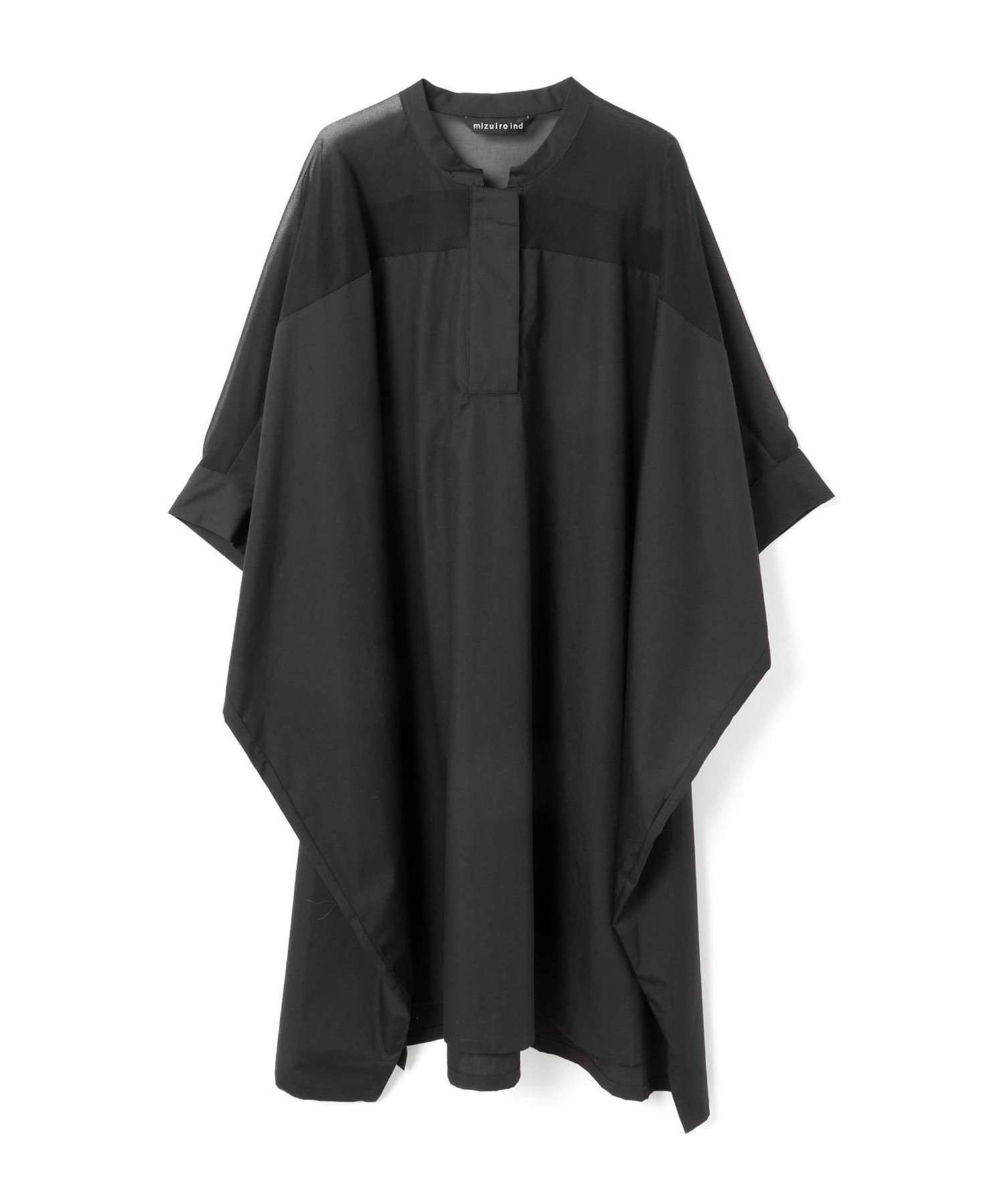 【マーコート/MARcourt】のmizuiro ind シアーワイドワンピース インテリア・キッズ・メンズ・レディースファッション・服の通販 founy(ファニー) 　ファッション　Fashion　レディースファッション　WOMEN　ワンピース　Dress　シアー　Sheer　スタンド　Stand　ブロード　Broad　ボトム　Bottom　ポケット　Pocket　ロング　Long　エレガント 上品　Elegant　人気　Popularity　今季　This Season　再入荷　Restock/Back In Stock/Re Arrival　春　Spring　無地　Plain Color　ブラック|ID: prp329100004559512 ipo3291000000032310457