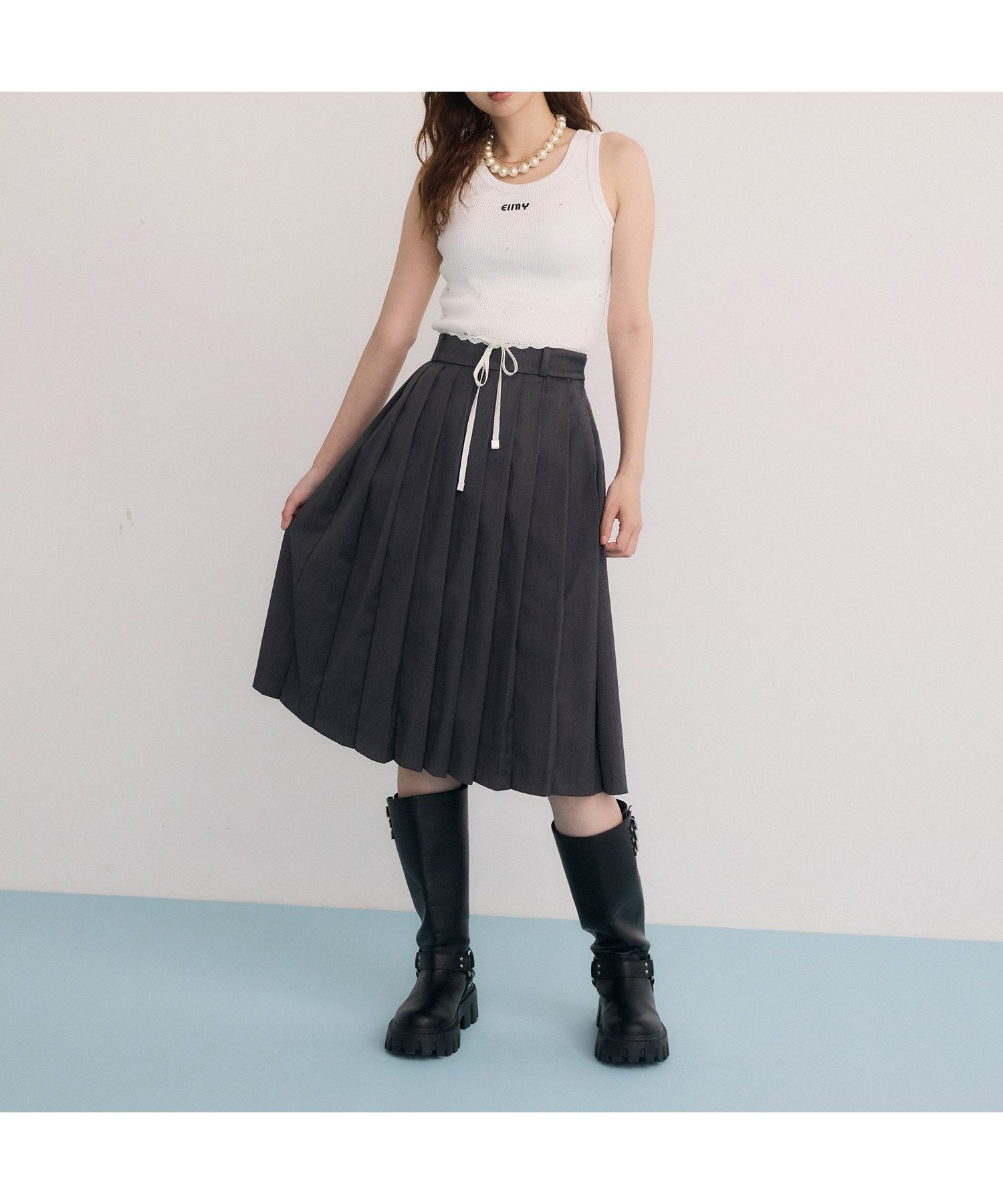 【エイミーイストワール/eimy istoire】のレースポイントプリーツミディスカート 人気、トレンドファッション・服の通販 founy(ファニー) 　ファッション　Fashion　レディースファッション　WOMEN　スカート　Skirt　クラシック　Classic　スウェット　Sweat　ダウン　Down　バランス　Balance　フェミニン　Feminine　プリーツ　Pleats　ボックス　Box　ボトム　Bottom　レース　Race　ロング　Long　エレガント 上品　Elegant　 other-1|ID: prp329100004559518 ipo3291000000032236224