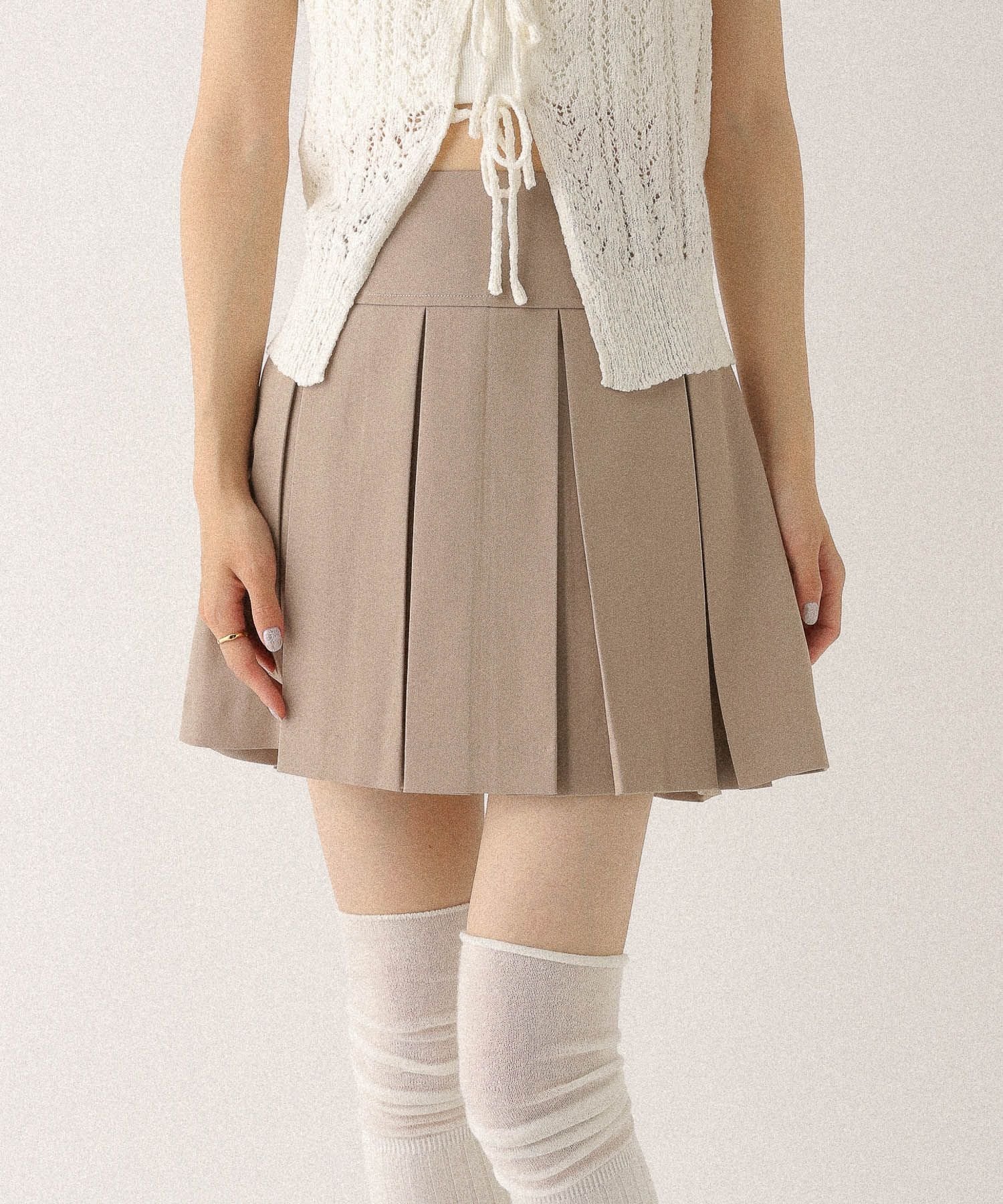 【ヘザー/Heather】のワイドプリーツミニスカート3 インテリア・キッズ・メンズ・レディースファッション・服の通販 founy(ファニー) 　ファッション　Fashion　レディースファッション　WOMEN　スカート　Skirt　ミニスカート　Mini Skirts　インナー　Inner　カットソー　Cut And Sew　ガーリー　Girly　シンプル　Simple　トレンド　Trend　ライトベージュ|ID: prp329100004559522 ipo3291000000032396670