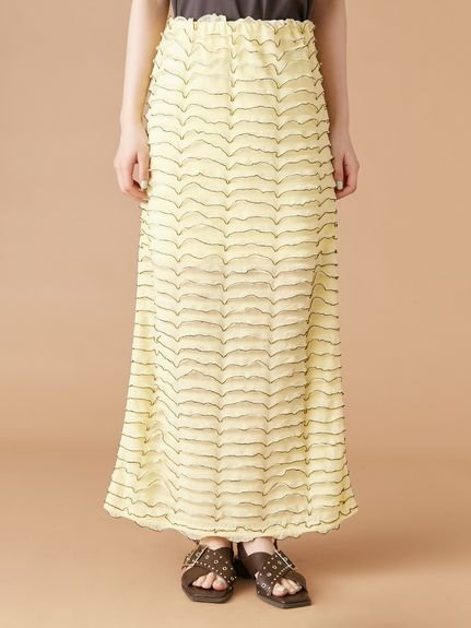 【リリーブラウン/Lily Brown】のフリルカットロングスカート インテリア・キッズ・メンズ・レディースファッション・服の通販 founy(ファニー) 　ファッション　Fashion　レディースファッション　WOMEN　スカート　Skirt　ロングスカート　Long Skirt　イエロー　Yellow　カットソー　Cut And Sew　シンプル　Simple　ストレッチ　Stretch　フェミニン　Feminine　フリル　Frills　リラックス　Relax　ロング　Long　YEL[032]|ID: prp329100004559529 ipo3291000000032236322