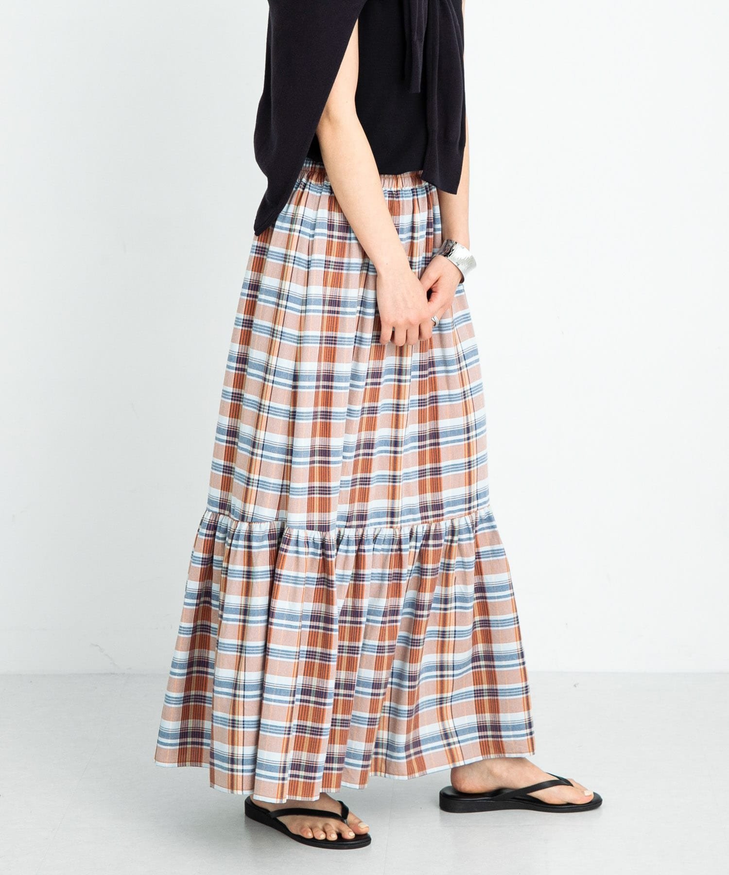 【サニーレーベル/Sonny Label / URBAN RESEARCH】のリネン混マドラスチェックスカート インテリア・キッズ・メンズ・レディースファッション・服の通販 founy(ファニー) 　ファッション　Fashion　レディースファッション　Ladies' Fashion Online　スカート　Skirt　2025年　2025　2025春夏・S/S　Ss,Spring/Summer,2025　おすすめ　Recommend　カットソー　Cut And Sew　サンダル　Sandals　シンプル　Simple　スニーカー　Sneakers　チェック　Check　ビンテージ　Vintage　リネン　Linen　夏　Summer　S/S・春夏　Ss・Spring/Summer　オレンジ系|ID: prp329100004559621 ipo3291000000032677055