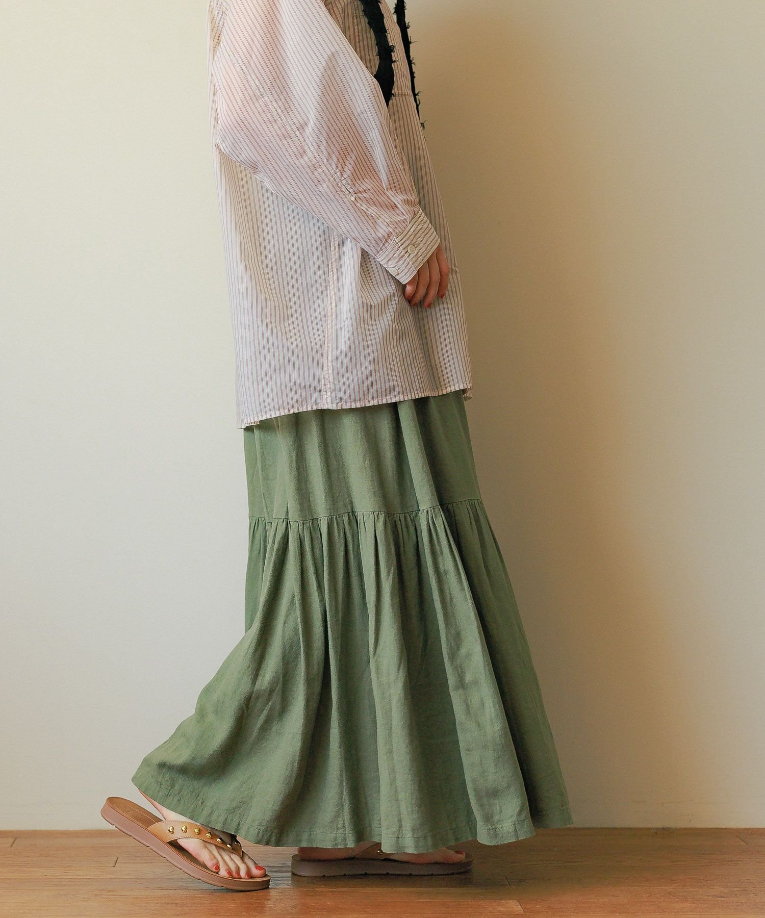 【ニコアンド/niko and】のリネン混フレアスカート インテリア・キッズ・メンズ・レディースファッション・服の通販 founy(ファニー) 　ファッション　Fashion　レディースファッション　Ladies' Fashion Online　スカート　Skirt　Aライン/フレアスカート　Flared A-Line Skirts　おすすめ　Recommend　サマー　Summer　フェミニン　Feminine　フレア　Flare　リネン　Linen　リラックス　Relax　ロング　Long　夏　Summer　春　Spring　S/S・春夏　Ss・Spring/Summer　カーキ78|ID: prp329100004559639 ipo3291000000032689442
