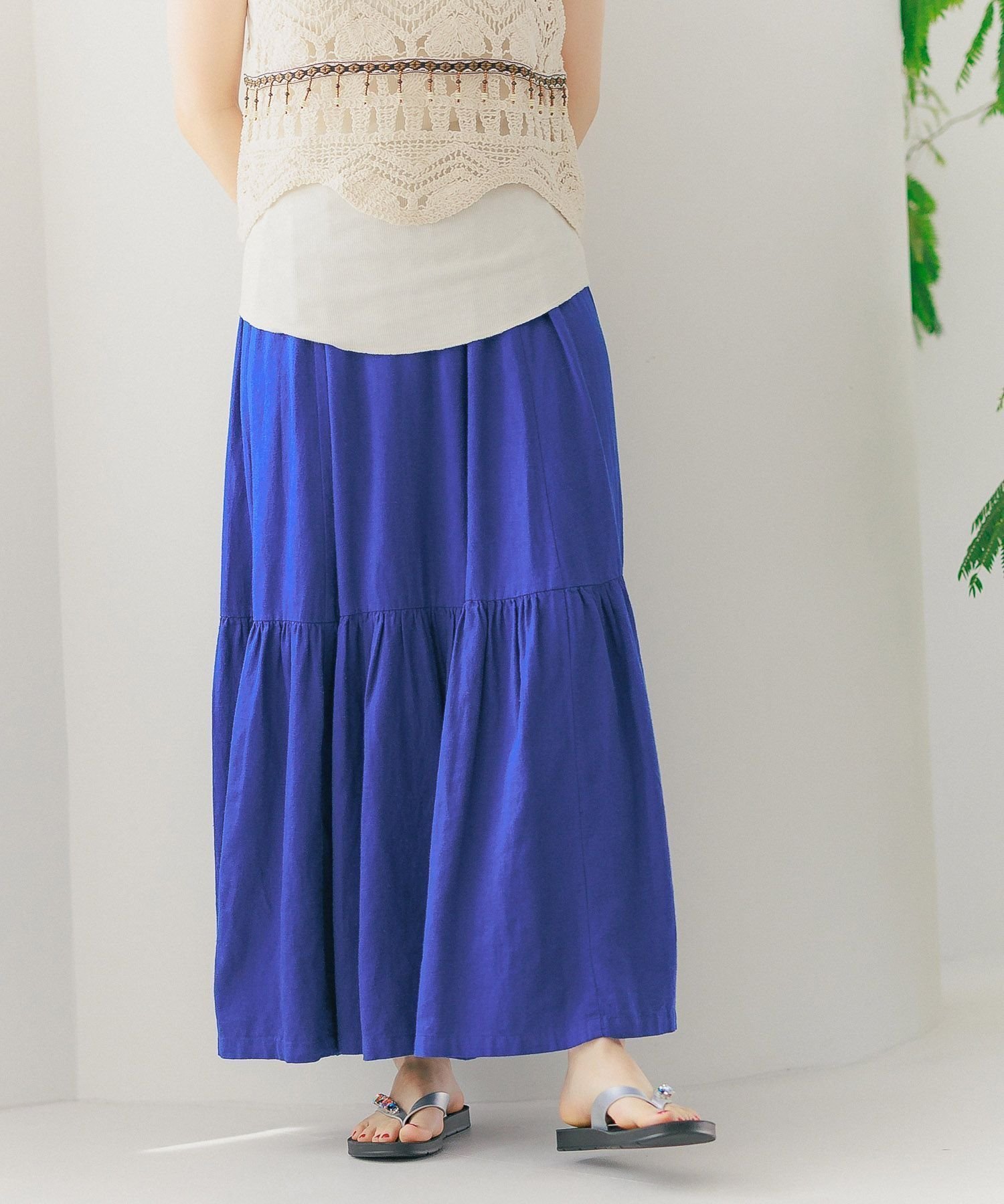 【ニコアンド/niko and】のリネン混フレアスカート インテリア・キッズ・メンズ・レディースファッション・服の通販 founy(ファニー) 　ファッション　Fashion　レディースファッション　Ladies' Fashion Online　スカート　Skirt　Aライン/フレアスカート　Flared A-Line Skirts　おすすめ　Recommend　サマー　Summer　フェミニン　Feminine　フレア　Flare　リネン　Linen　リラックス　Relax　ロング　Long　夏　Summer　春　Spring　S/S・春夏　Ss・Spring/Summer　ブルー80|ID: prp329100004559639 ipo3291000000032689444