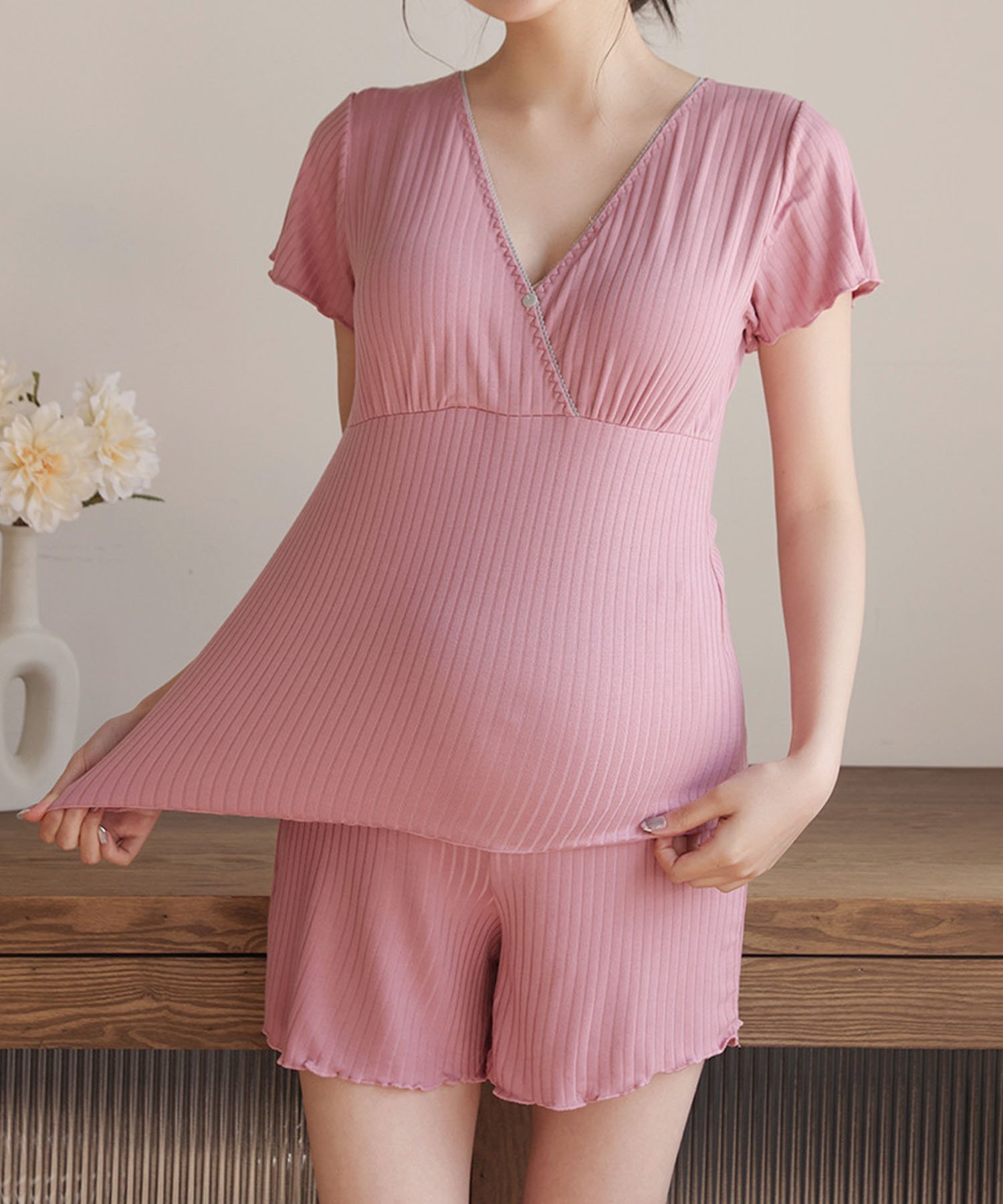 【アイモハ/aimoha / KIDS】のaimoha -select-/マタニティ半袖ルームウェアセット インテリア・キッズ・メンズ・レディースファッション・服の通販 founy(ファニー) 　ファッション　Fashion　キッズファッション　KIDS Children’s Clothing　お家時間・ステイホーム　Home Time/Stay Home　ショート　Short　フェミニン　Feminine　リラックス　Relax　半袖　Short Sleeve　ピンク|ID: prp329100004559672 ipo3291000000032606701