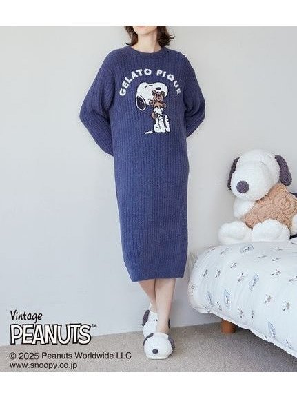 【ジェラート ピケ/gelato pique】の【PEANUTS】SNOOPY×BEAR ジャガードワンピース インテリア・キッズ・メンズ・レディースファッション・服の通販 founy(ファニー) 　ファッション　Fashion　レディースファッション　WOMEN　ワンピース　Dress　お家時間・ステイホーム　Home Time/Stay Home　コラボ　Collaboration　シンプル　Simple　ブランケット　Blanket　ベビー　Baby　NVY[089]|ID: prp329100004559689 ipo3291000000032237791