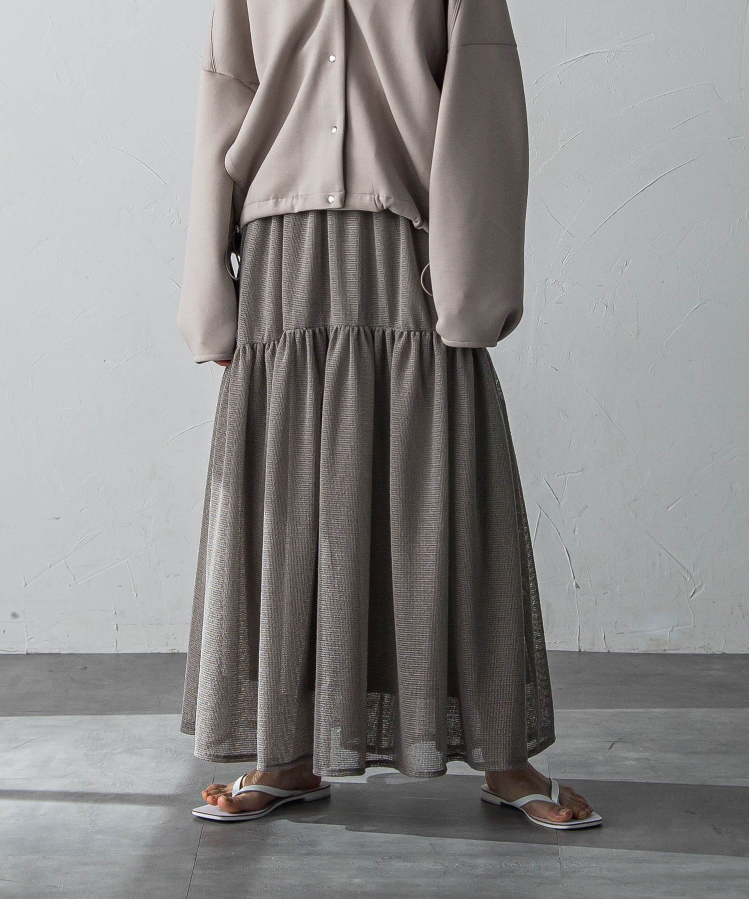 【メイソングレイ/MAYSON GREY】のメッシュギャザーフレアスカート≪洗濯機で洗える≫ インテリア・キッズ・メンズ・レディースファッション・服の通販 founy(ファニー) 　ファッション　Fashion　レディースファッション　WOMEN　スカート　Skirt　Aライン/フレアスカート　Flared A-Line Skirts　洗える　Washable　ライトグレー|ID: prp329100004559741 ipo3291000000032238168