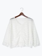【テチチ/Te chichi】のメッシュボーダーシャーリングトップス オフホワイト|ID: prp329100004559877 ipo3291000000032239030