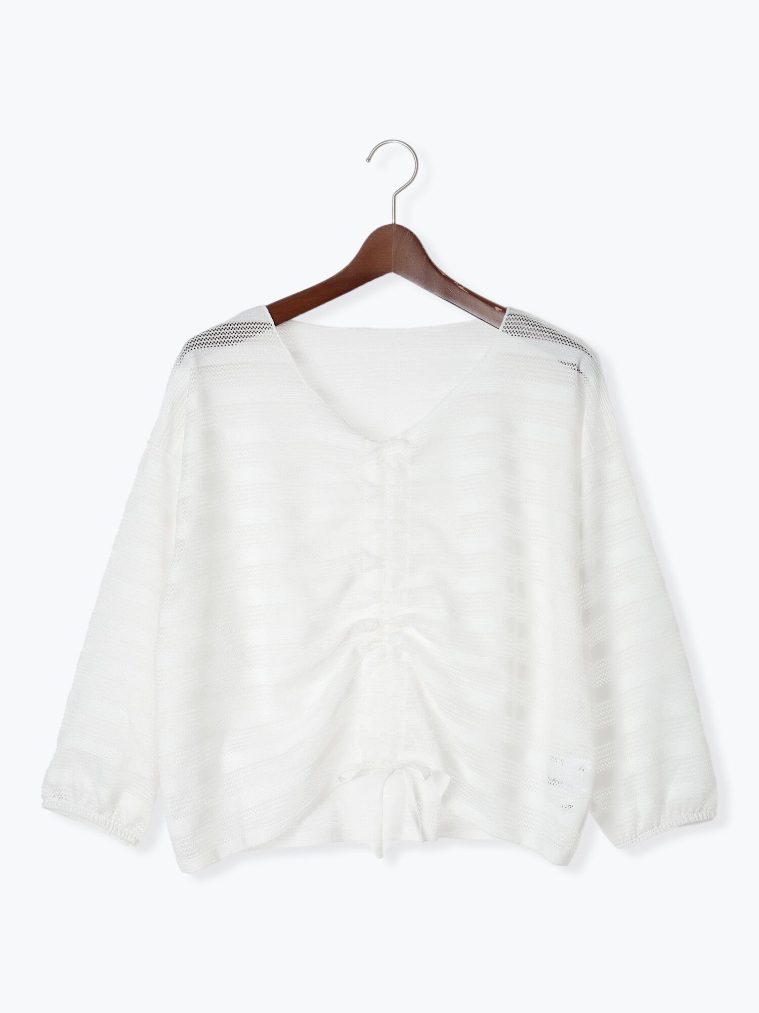 【テチチ/Te chichi】のメッシュボーダーシャーリングトップス インテリア・キッズ・メンズ・レディースファッション・服の通販 founy(ファニー) 　ファッション　Fashion　レディースファッション　WOMEN　トップス・カットソー　Tops/Tshirt　シャーリング　Shirring　ボーダー　Border　メッシュ　Mesh　オフホワイト|ID: prp329100004559877 ipo3291000000032239030