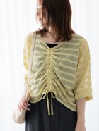 【テチチ/Te chichi】のメッシュボーダーシャーリングトップス イエロー|ID: prp329100004559877 ipo3291000000032239031