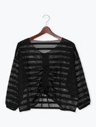【テチチ/Te chichi】のメッシュボーダーシャーリングトップス ブラック|ID: prp329100004559877 ipo3291000000032239032