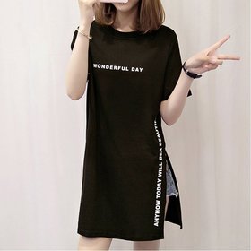 【ミニミニストア/miniministore】のロゴtシャツ レディース 半袖カジュアル 人気、トレンドファッション・服の通販 founy(ファニー) ファッション Fashion レディースファッション WOMEN トップス・カットソー Tops/Tshirt シャツ/ブラウス Shirts/Blouses ロング / Tシャツ T-Shirts シンプル Simple スリット Slit チュニック Tunic プリント Print ボトム Bottom ロング Long 半袖 Short Sleeve 夏 Summer |ID:prp329100004559880
