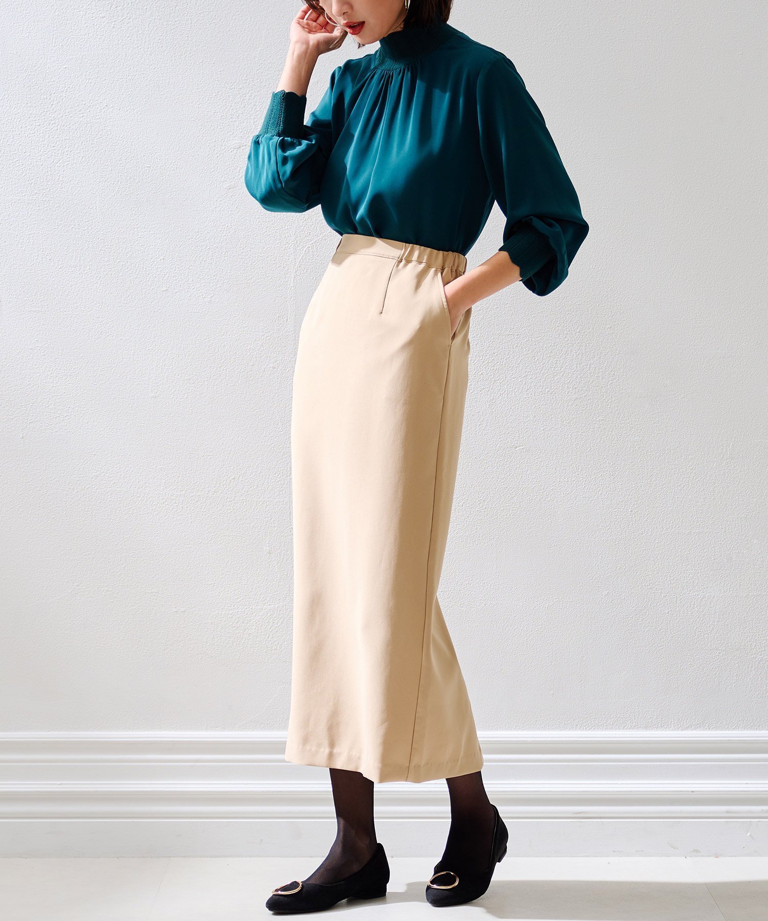 【ラナン/Ranan】の美ラインタイトロングスカート インテリア・キッズ・メンズ・レディースファッション・服の通販 founy(ファニー) 　ファッション　Fashion　レディースファッション　WOMEN　スカート　Skirt　ロングスカート　Long Skirt　ストレッチ　Stretch　スリム　Slim　ポケット　Pocket　ロング　Long　人気　Popularity　ライトベージュ|ID: prp329100004559881 ipo3291000000032239068