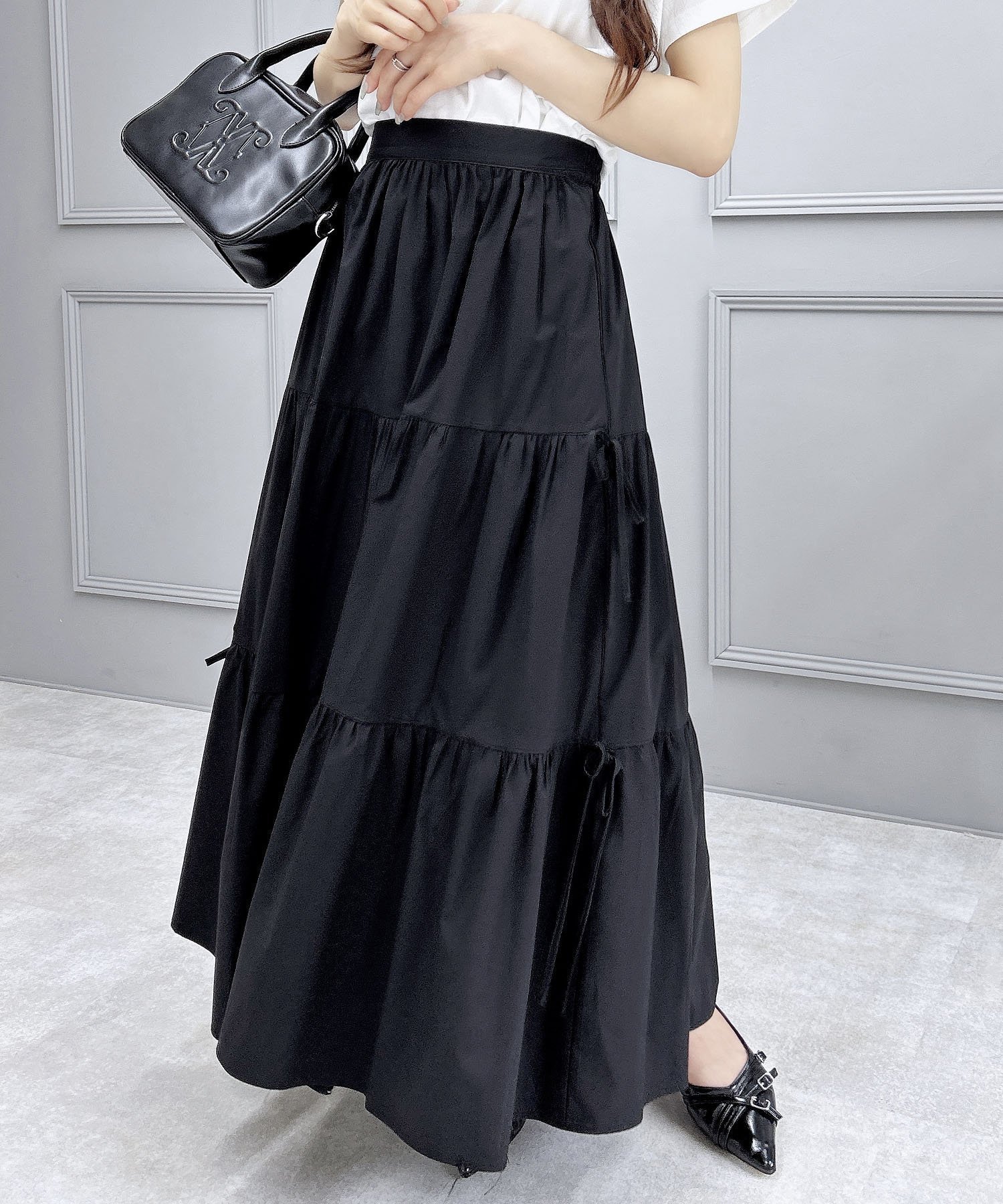 【イング/INGNI】のINGNI/PeサイドリボンティアードSK インテリア・キッズ・メンズ・レディースファッション・服の通販 founy(ファニー) 　ファッション　Fashion　レディースファッション　WOMEN　スカート　Skirt　おすすめ　Recommend　ガーリー　Girly　ショート　Short　スマホ　Smartphone　ティアードスカート　Tiered Skirt　トレンド　Trend　フィット　Fit　リボン　Ribbon　ロング　Long　クロ|ID: prp329100004559894 ipo3291000000032239124