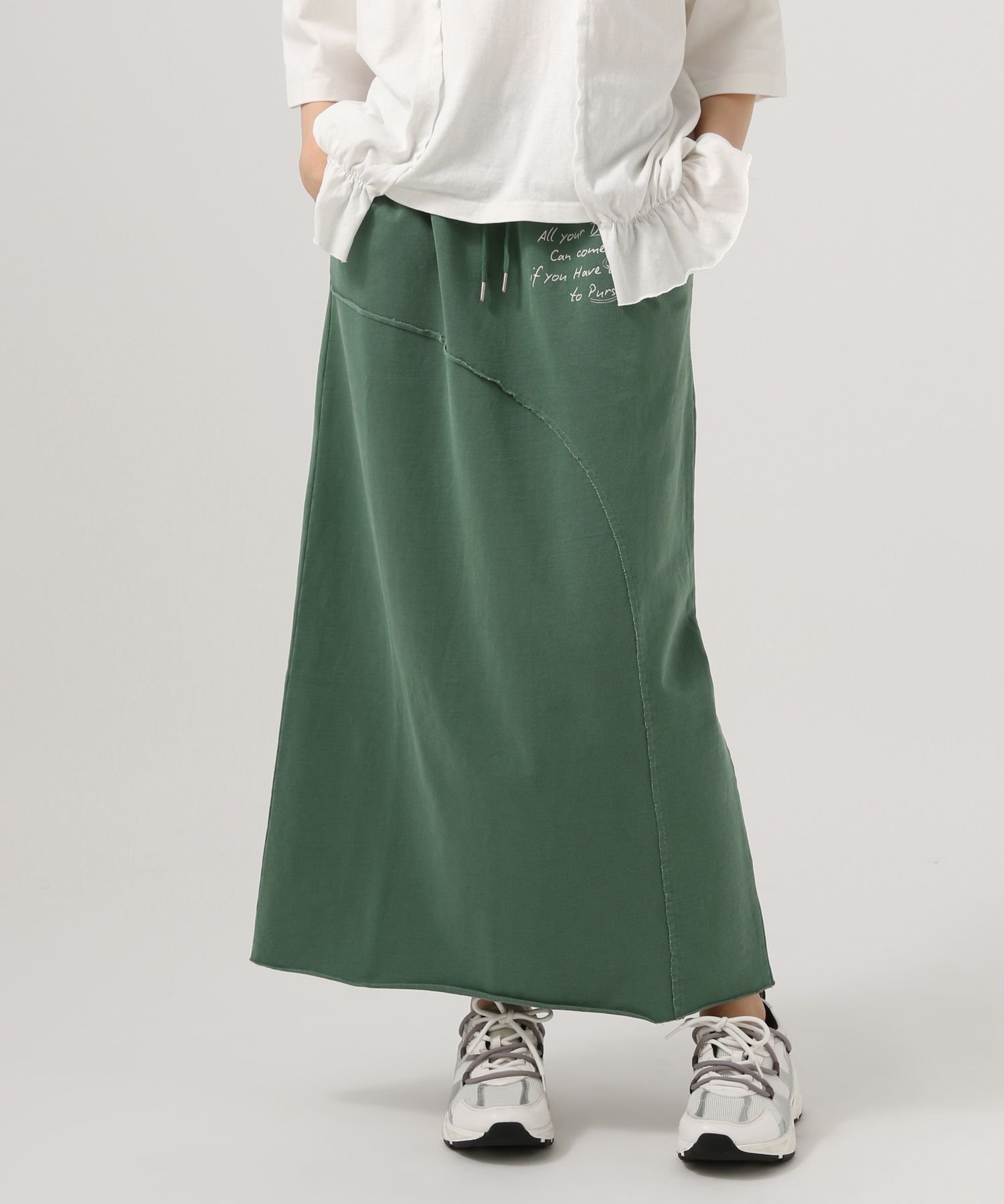 【ベイフロー/BAYFLOW】のピグメントスカート インテリア・キッズ・メンズ・レディースファッション・服の通販 founy(ファニー) 　ファッション　Fashion　レディースファッション　WOMEN　スカート　Skirt　おすすめ　Recommend　ショート　Short　スリット　Slit　フロント　Front　プリント　Print　ロング　Long　楽ちん　Easy　グリーン70|ID: prp329100004559920 ipo3291000000032239330