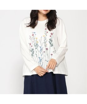 【スーパーハッカ/SUPER HAKKA】の21/-OE天竺ブルーミングフラワー刺繍ロングスリーブカットソー 人気、トレンドファッション・服の通販 founy(ファニー) ファッション Fashion レディースファッション WOMEN トップス・カットソー Tops/Tshirt カットソー Cut and Sewn ギャザー Gather ヨーク Yoke ロング Long 春 Spring |ID:prp329100004559960