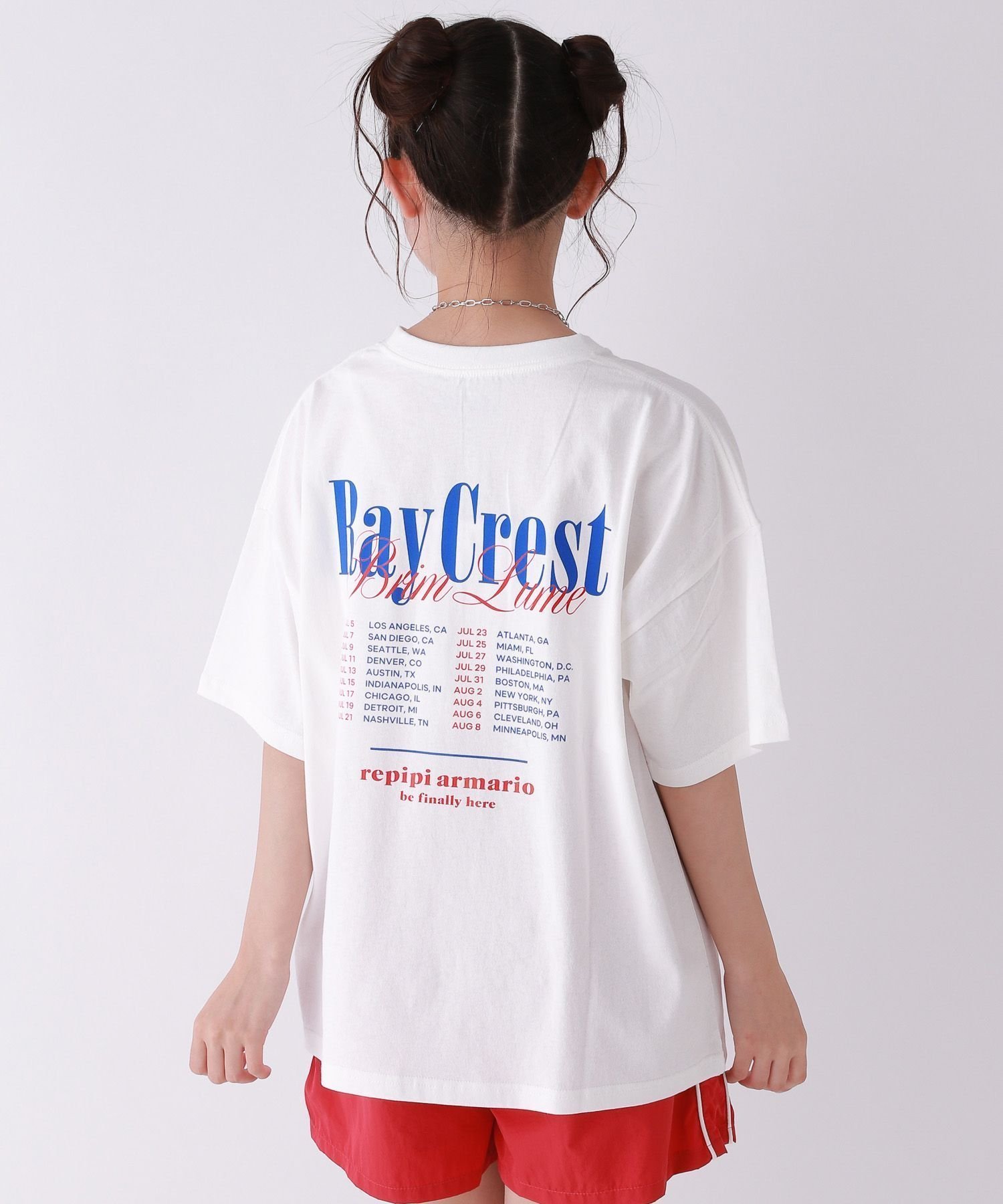 【レピピアルマリオ/repipi armario / KIDS】のAcidWashルーズTシャツ インテリア・キッズ・メンズ・レディースファッション・服の通販 founy(ファニー) 　ファッション　Fashion　キッズファッション　Fashion for Kids　デニム　Denim, Jeans Material　ハーフ　Half, Half-Length　フロント　Front, Front Design　プリント　Print, Printed Pattern　ミニスカート　Mini Skirt, Short Skirt　ルーズ　Loose, Oversized　半袖　Short Sleeve, Half Sleeve　ホワイト01|ID: prp329100004559964 ipo3291000000033494718