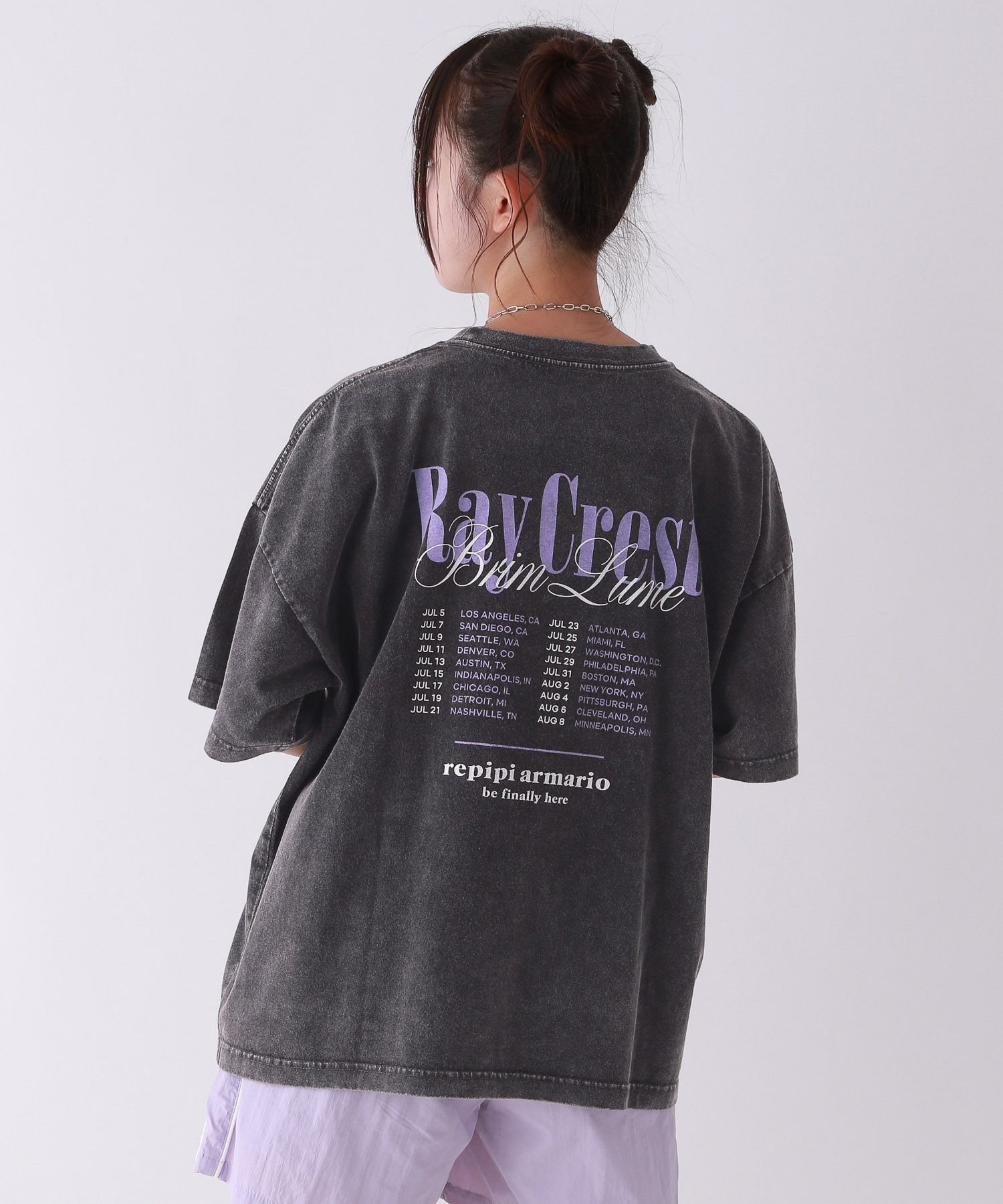 【レピピアルマリオ/repipi armario / KIDS】のAcidWashルーズTシャツ インテリア・キッズ・メンズ・レディースファッション・服の通販 founy(ファニー) 　ファッション　Fashion　キッズファッション　Fashion for Kids　デニム　Denim, Jeans Material　ハーフ　Half, Half-Length　フロント　Front, Front Design　プリント　Print, Printed Pattern　ミニスカート　Mini Skirt, Short Skirt　ルーズ　Loose, Oversized　半袖　Short Sleeve, Half Sleeve　ブラック02|ID: prp329100004559964 ipo3291000000033494719