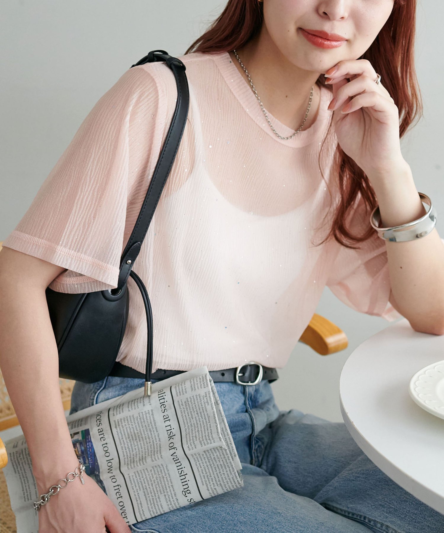 【ディスコート/Discoat】の【WEB限定】シアーキラキラT インテリア・キッズ・メンズ・レディースファッション・服の通販 founy(ファニー) 　ファッション　Fashion　レディースファッション　Fashion for Women　ピンク|ID: prp329100004559977 ipo3291000000033722498