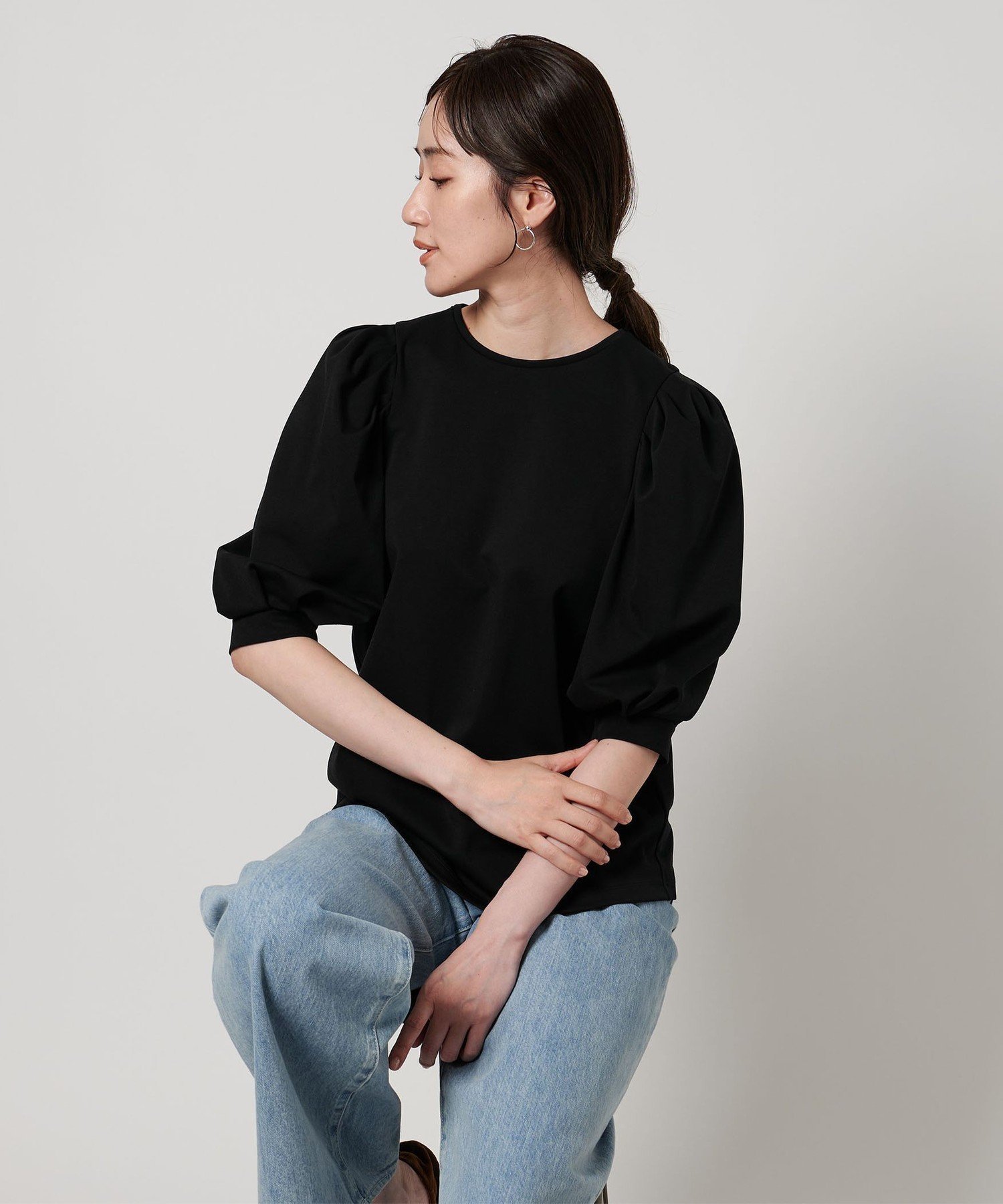 【ユナイテッドアローズ/UNITED ARROWS】のポンチ バルーン 6SL カットソー インテリア・キッズ・メンズ・レディースファッション・服の通販 founy(ファニー) 　ファッション　Fashion　レディースファッション　Fashion for Women　トップス・カットソー　Cut & Sew Tops　カットソー・ベーシックTシャツ　Cut-and-Sewn Tops / Stretch Tees & Basics　おすすめ　Recommended / Our Picks　カットソー　Cut and Sewn Top　コンパクト　Compact, Small Size　シンプル　Simple, Minimal　バルーン　Balloon, Balloon Silhouette　ベスト　Vest, Waistcoat　ボーダー　Border, Stripe　BLACK|ID: prp329100004559992 ipo3291000000032762213