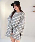 【ヘザー/Heather】の【WEB限定】スーパーBIGシルエットロンT 人気、トレンドファッション・服の通販 founy(ファニー) ファッション Fashion レディースファッション WOMEN トップス・カットソー Tops/Tshirt ロング / Tシャツ T-Shirts おすすめ Recommend スウェット Sweat スリット Slit thumbnail 【新色】グレーボーダー|ID: prp329100004560004 ipo3291000000032240091
