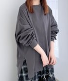 【ヘザー/Heather】の【WEB限定】スーパーBIGシルエットロンT 人気、トレンドファッション・服の通販 founy(ファニー) ファッション Fashion レディースファッション WOMEN トップス・カットソー Tops/Tshirt ロング / Tシャツ T-Shirts おすすめ Recommend スウェット Sweat スリット Slit thumbnail チャコールグレー|ID: prp329100004560004 ipo3291000000032240098