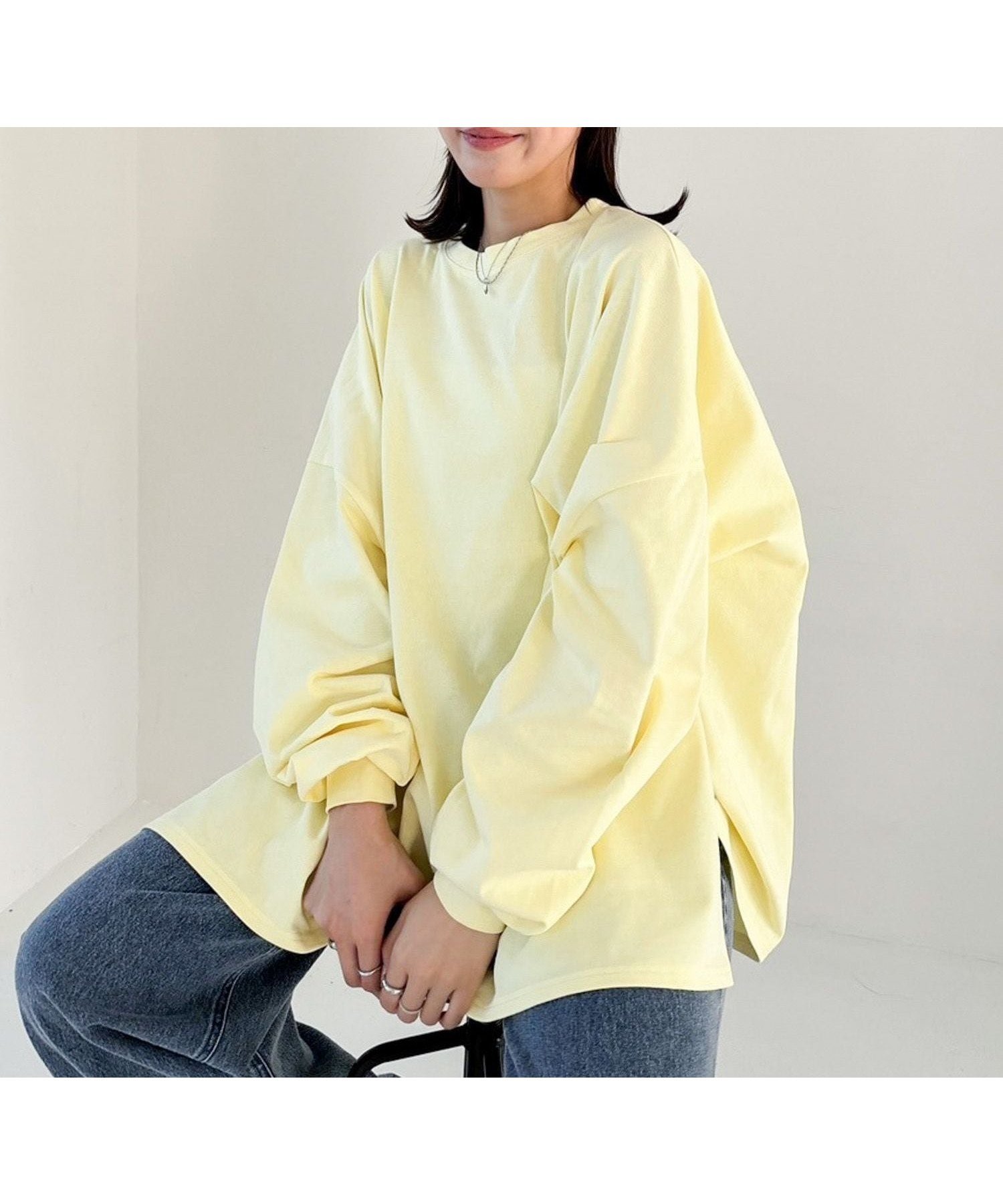 【ヘザー/Heather】の【WEB限定】スーパーBIGシルエットロンT インテリア・キッズ・メンズ・レディースファッション・服の通販 founy(ファニー) 　ファッション　Fashion　レディースファッション　WOMEN　トップス・カットソー　Tops/Tshirt　ロング / Tシャツ　T-Shirts　おすすめ　Recommend　スウェット　Sweat　スリット　Slit　イエロー|ID: prp329100004560004 ipo3291000000032240101