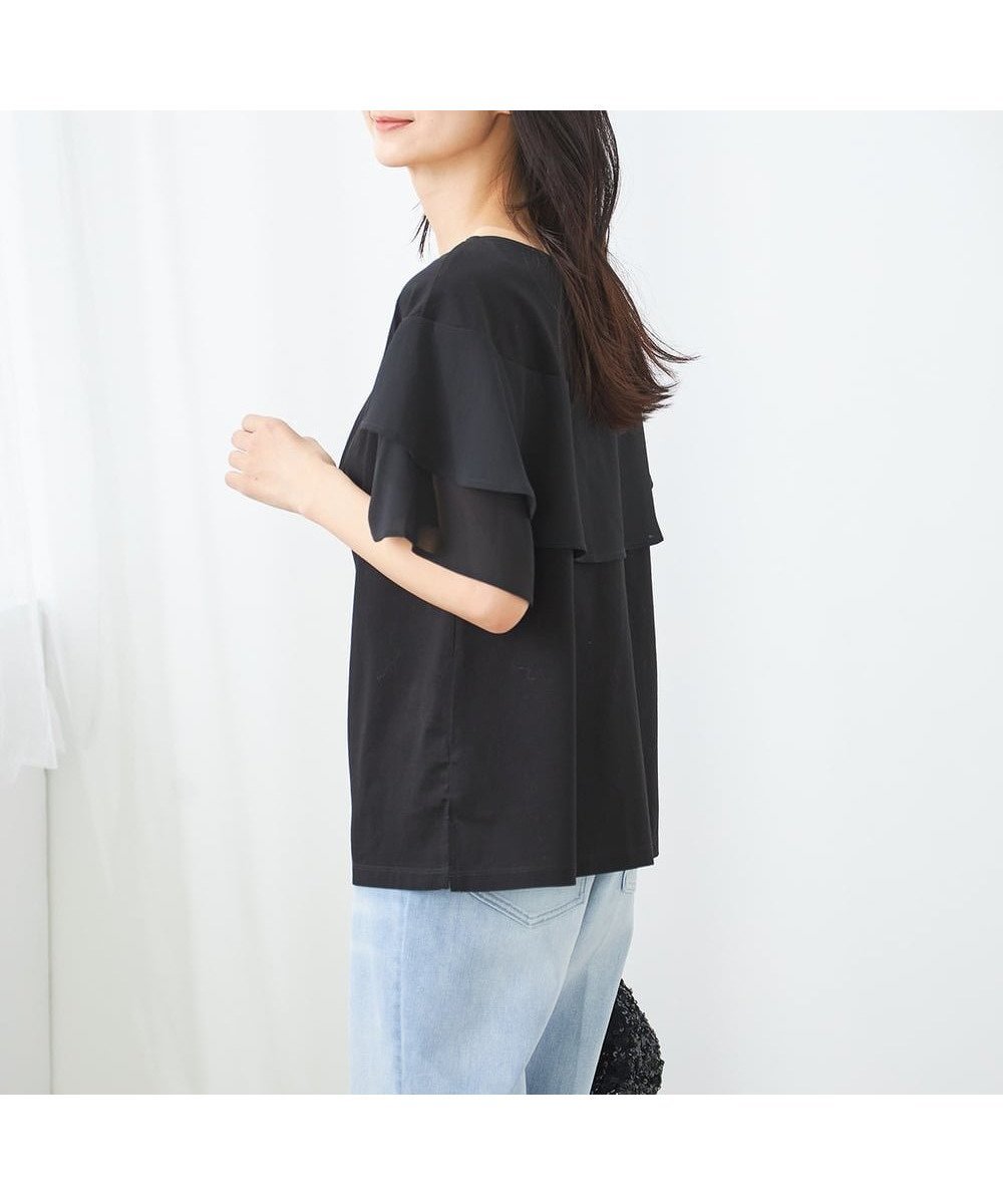 【アー ヴェー ヴェー/a.v.v】の【接触冷感/UVカット】2WAY シフォンケープトップス インテリア・キッズ・メンズ・レディースファッション・服の通販 founy(ファニー) 　ファッション　Fashion　レディースファッション　WOMEN　トップス・カットソー　Tops/Tshirt　インナー　Inner　カットソー　Cut And Sew　シフォン　Chiffon　シルケット　Mercerization　ジャケット　Jacket　デニム　Denim　ドッキング　Docking　再入荷　Restock/Back In Stock/Re Arrival　おすすめ　Recommend　夏　Summer　ブラック|ID: prp329100004560088 ipo3291000000032317361