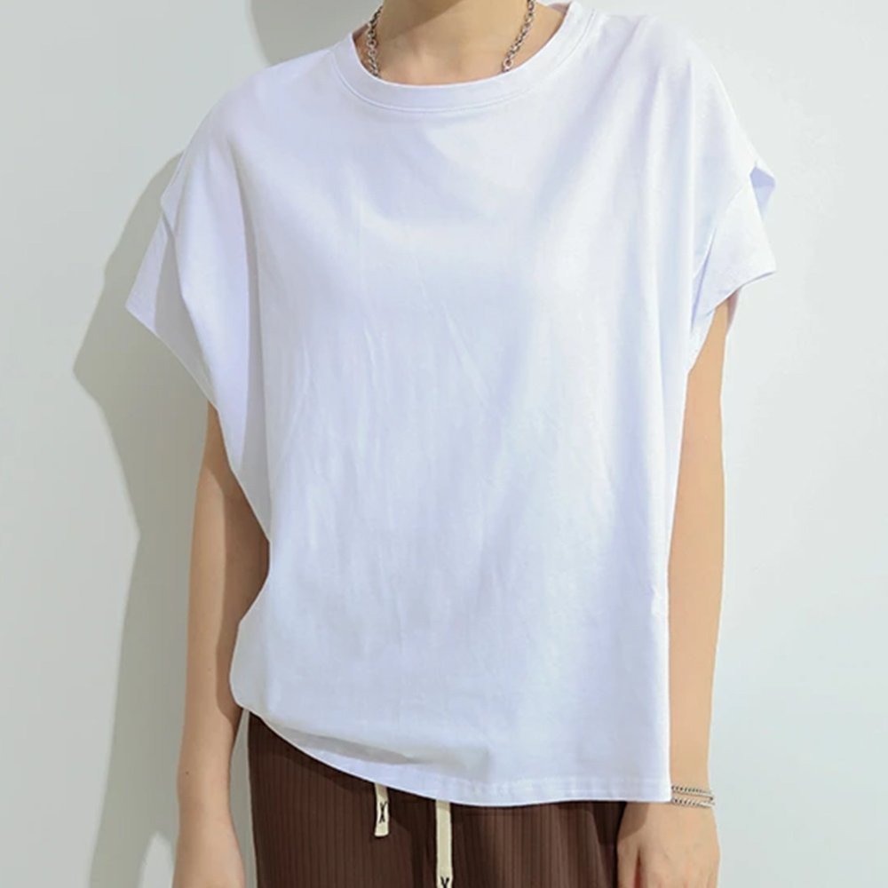 【ミニミニストア/miniministore】のショルダータックTシャツ レディース半袖 インテリア・キッズ・メンズ・レディースファッション・服の通販 founy(ファニー) 　ファッション　Fashion　レディースファッション　WOMEN　トップス・カットソー　Tops/Tshirt　シャツ/ブラウス　Shirts/Blouses　ロング / Tシャツ　T-Shirts　ショルダー　Shoulder　スリーブ　Sleeve　フレンチ　French　ボーダー　Border　半袖　Short Sleeve　夏　Summer　ビジネス 仕事 通勤　Business　ホワイト|ID: prp329100004560097 ipo3291000000032240719