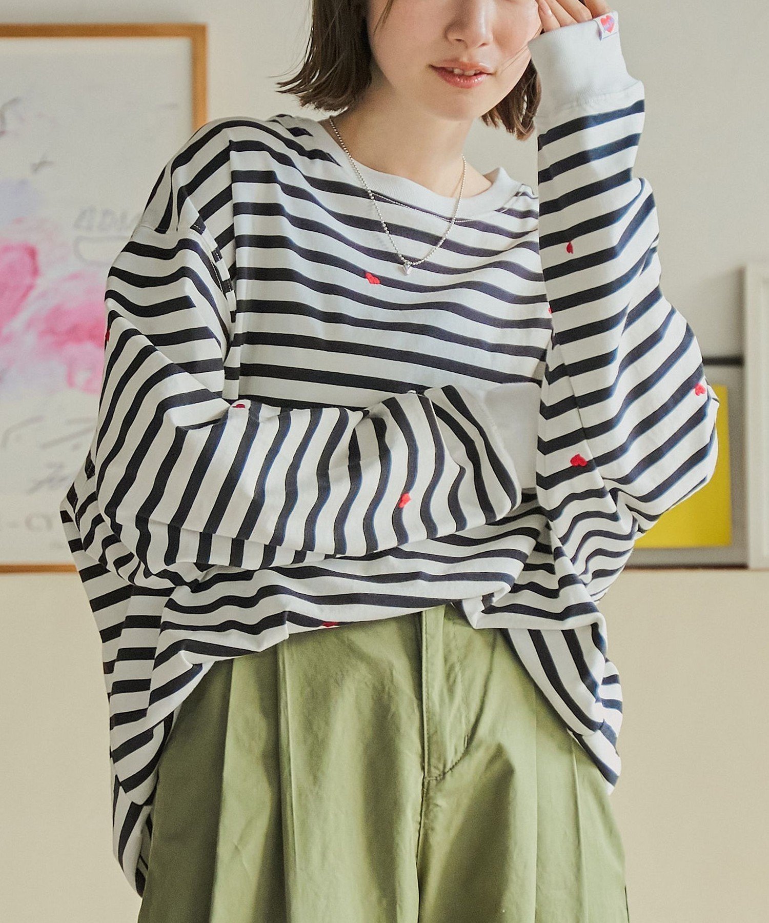 【コーエン/COEN】のSunnySports別注ハートチビ刺繍ロングスリーブTシャツ インテリア・キッズ・メンズ・レディースファッション・服の通販 founy(ファニー) 　ファッション　Fashion　レディースファッション　Fashion for Women　トップス・カットソー　Cut & Sew Tops　シャツ・ブラウス・オフィスカジュアル　Elegant Blouses & Button-Ups　ロングTシャツ・Tシャツ　Longline T-Shirts & Tees　コラボ　Collaboration, Collab　スリーブ　Sleeve, Long Sleeve / Short Sleeve　デニム　Denim, Jeans Material　別注　Limited Edition, Custom Order　ルーズ　Loose, Oversized　ロング　Long, Long-Length　おすすめ　Recommended / Our Picks　その他1|ID: prp329100004560150 ipo3291000000034802682