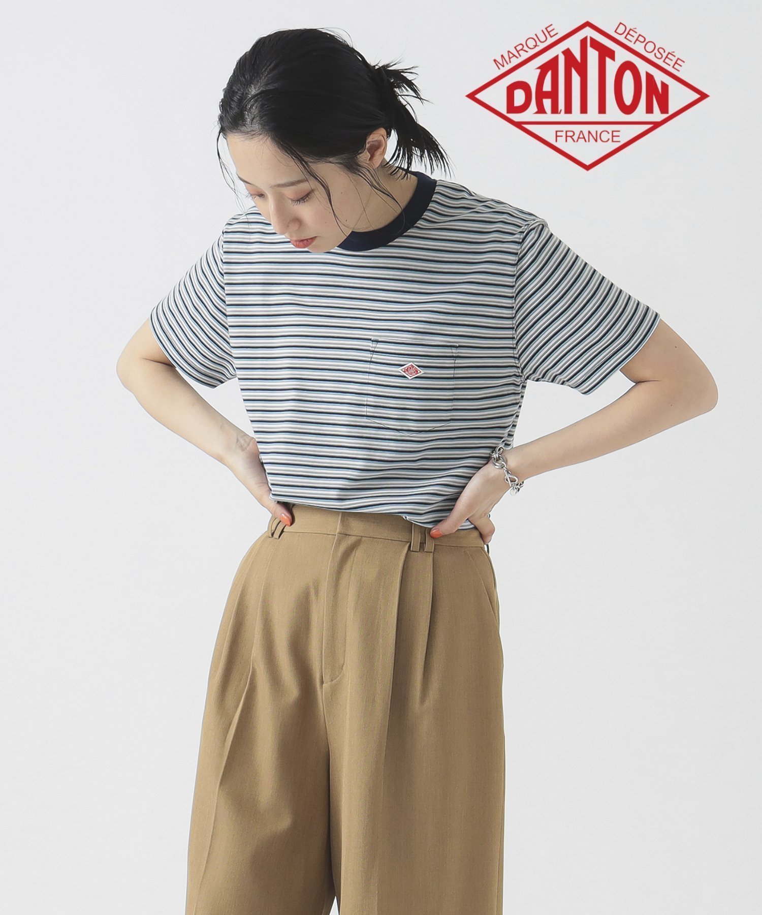 【ビーミングライフストアバイビームス/B:MING LIFE STORE by BEAMS】のDANTON / SHORT SLEEVE POCKET T-SHIRT BORDER(S~M) 人気、トレンドファッション・服の通販 founy(ファニー) 　ファッション　Fashion　レディースファッション　WOMEN　トップス・カットソー　Tops/Tshirt　シャツ/ブラウス　Shirts/Blouses　ロング / Tシャツ　T-Shirts　ベーシック　Basic　ボックス　Box　ボーダー　Border　ポケット　Pocket　ワンポイント　One Point　春　Spring　 other-1|ID: prp329100004560252 ipo3291000000032242073