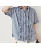 【ルクールブラン/le.coeur blanc】の《1枚で着映え!》フロントフリルレギュラーカラー半袖シャツ ネイビー|ID: prp329100004560262 ipo3291000000032361832