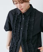 【ルクールブラン/le.coeur blanc】の《1枚で着映え!》フロントフリルレギュラーカラー半袖シャツ ブラック|ID: prp329100004560262 ipo3291000000032361835
