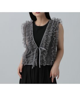 【レプシィム ローリーズファーム/LEPSIM LOWRYS FARM】のシアーチュールフリルベスト 人気、トレンドファッション・服の通販 founy(ファニー) ファッション Fashion レディースファッション Fashion for Women アウター Coat / Outerwear Collection トップス・カットソー Cut & Sew Tops ベスト&ジレ / 重ね着スタイル Vests & Gilets おすすめ Recommended / Our Picks チュニック Tunic, Long Top トレンド Trend, Trending Now フロント Front, Front Design ベスト Vest, Waistcoat ベーシック Basic, Essential |ID:prp329100004560296