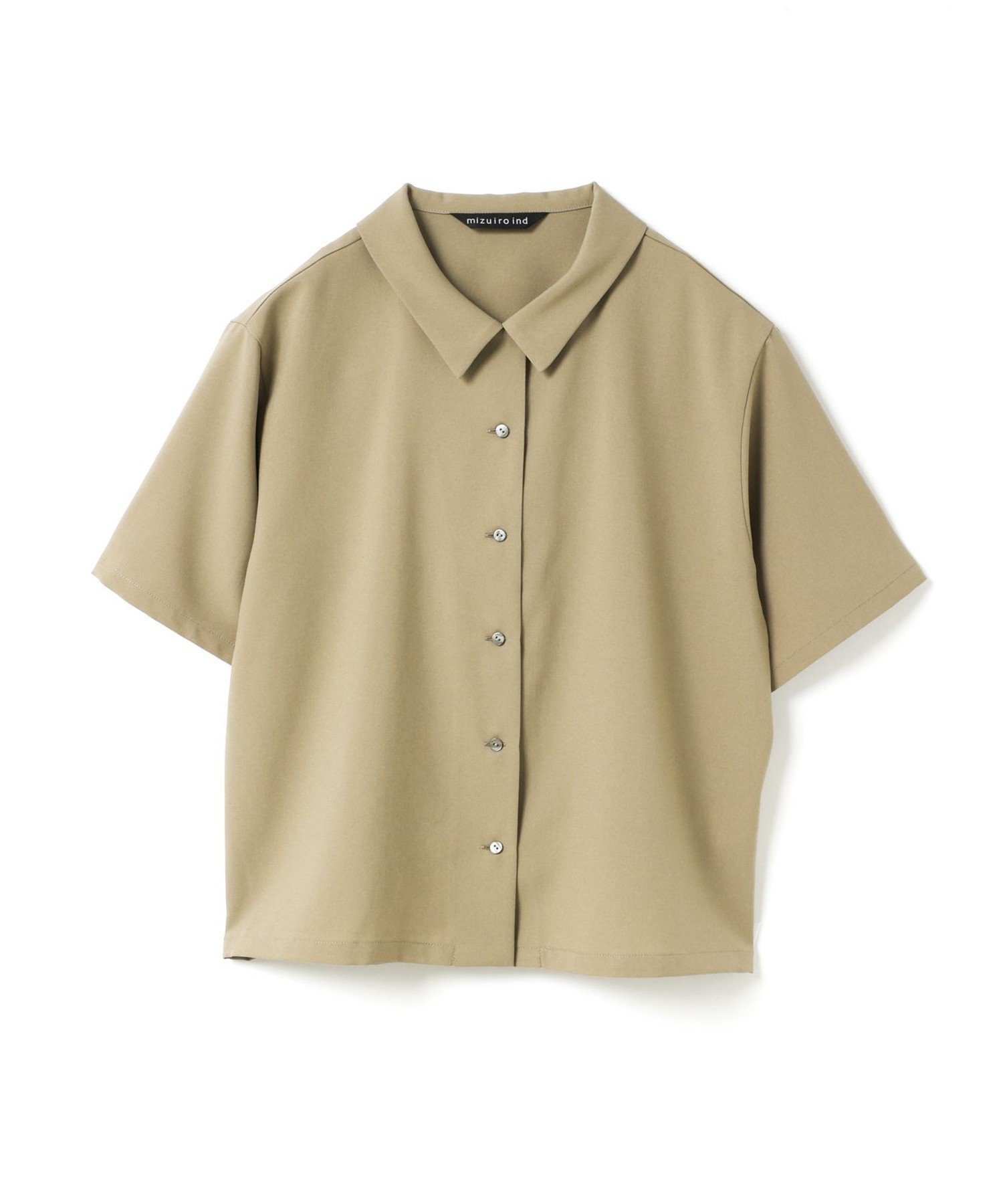 【マーコート/MARcourt】のmizuiro ind ポプリンハーフスリーブシャツ インテリア・キッズ・メンズ・レディースファッション・服の通販 founy(ファニー) 　ファッション　Fashion　レディースファッション　Fashion for Women　トップス・カットソー　Cut & Sew Tops　シャツ・ブラウス・オフィスカジュアル　Elegant Blouses & Button-Ups　シンプル　Simple, Minimal　ストレッチ　Stretch, Stretchy Fabric　ドレープ　Drape, Draping Fabric　ポケット　Pocket, Pocket Detail　レギュラー　Regular, Standard Fit　吸水　Absorbent, Quick-Dry　夏　Summer　無地　Plain, Solid Color　ベージュ|ID: prp329100004560301 ipo3291000000032637387