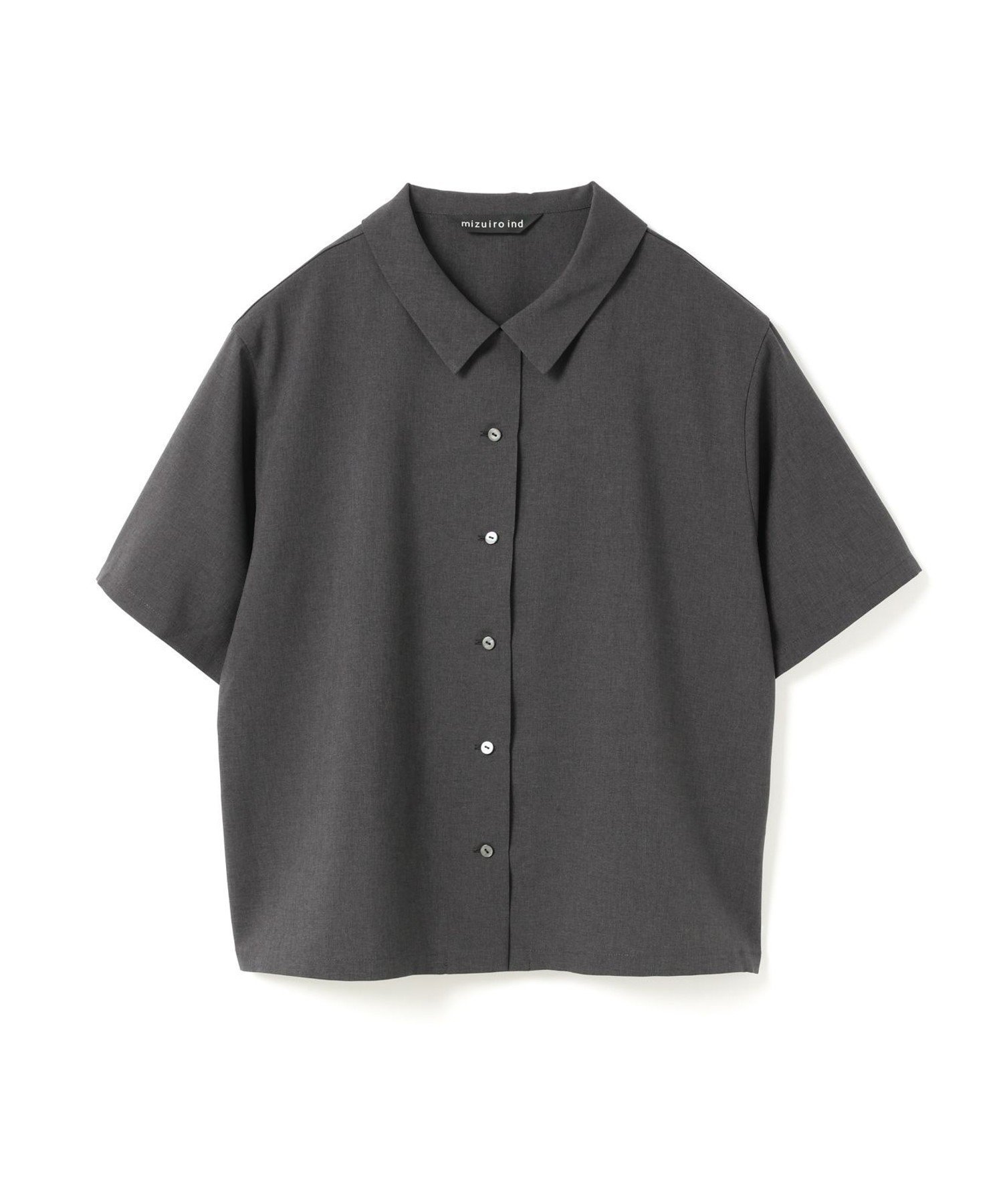 【マーコート/MARcourt】のmizuiro ind ポプリンハーフスリーブシャツ インテリア・キッズ・メンズ・レディースファッション・服の通販 founy(ファニー) 　ファッション　Fashion　レディースファッション　Fashion for Women　トップス・カットソー　Cut & Sew Tops　シャツ・ブラウス・オフィスカジュアル　Elegant Blouses & Button-Ups　シンプル　Simple, Minimal　ストレッチ　Stretch, Stretchy Fabric　ドレープ　Drape, Draping Fabric　ポケット　Pocket, Pocket Detail　レギュラー　Regular, Standard Fit　吸水　Absorbent, Quick-Dry　夏　Summer　無地　Plain, Solid Color　ダークグレー|ID: prp329100004560301 ipo3291000000032637396