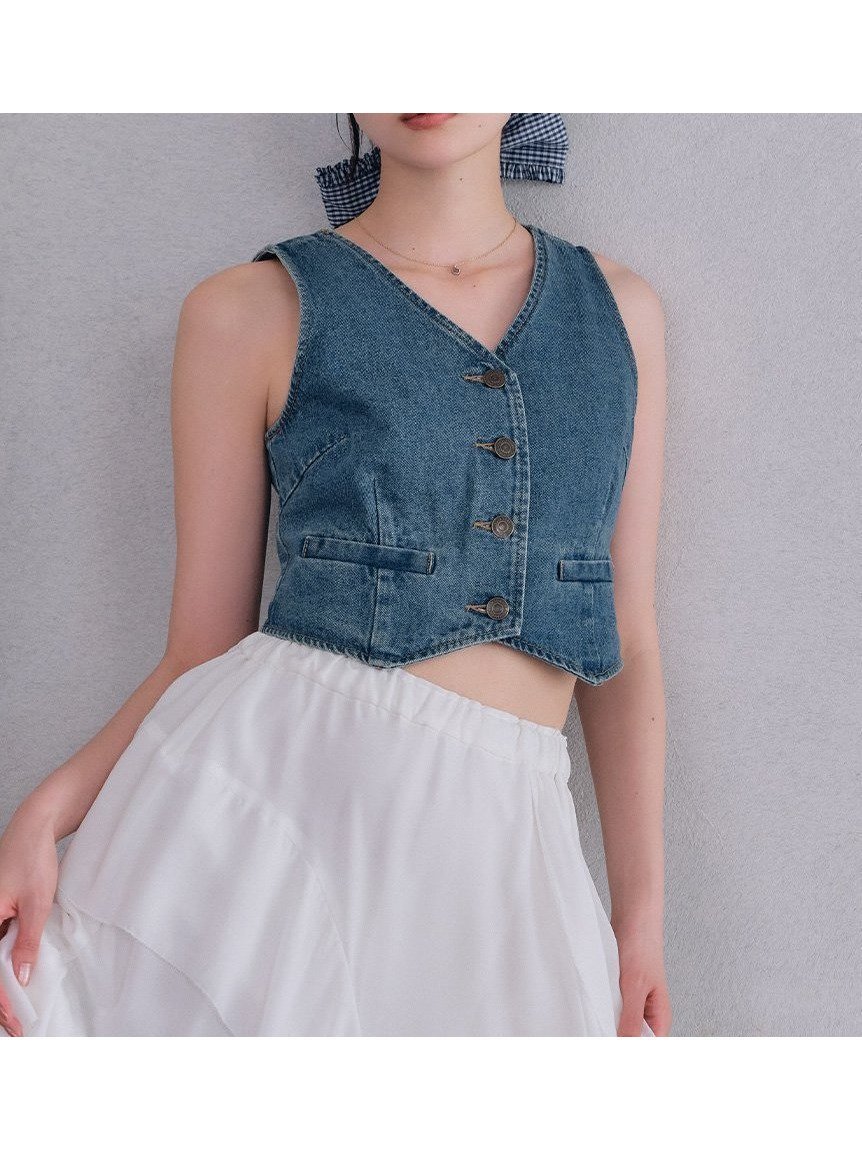 【リリーブラウン/Lily Brown】のクロップドベスト インテリア・キッズ・メンズ・レディースファッション・服の通販 founy(ファニー) 　ファッション　Fashion　レディースファッション　WOMEN　アウター　Coat Outerwear　トップス・カットソー　Tops/Tshirt　ベスト/ジレ　Gilets/Vests　クロップド　Cropped　サマー　Summer　シェイプ　Shape　セットアップ　Set Up　ツイード　Tweed　デニム　Denim　トレンド　Trend　バランス　Balance　ベスト　Vest　マーメイド　Mermaid　エレガント 上品　Elegant　BLU[086]|ID: prp329100004560304 ipo3291000000032311413