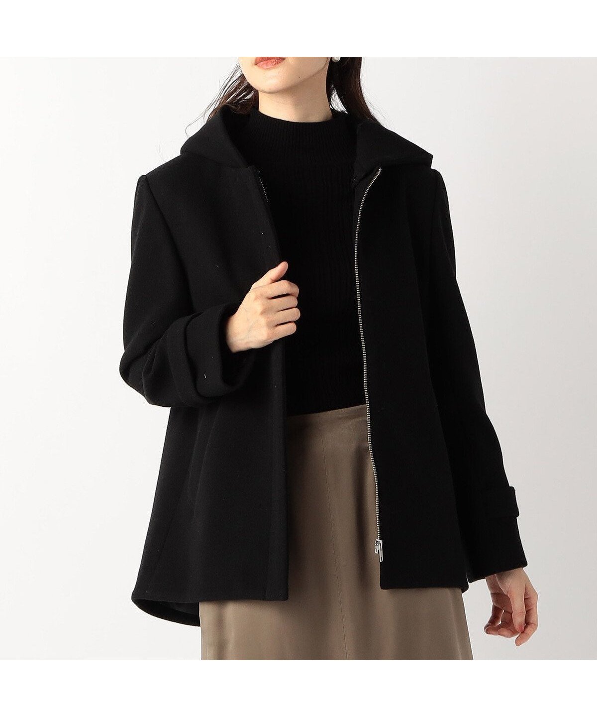 【コムサイズム/COMME CA ISM】の2WAY ポリエステルレーヨン ジャージー デタッチャブルフーデットショートコート インテリア・キッズ・メンズ・レディースファッション・服の通販 founy(ファニー) 　ファッション　Fashion　レディースファッション　WOMEN　アウター　Coat Outerwear　コート　Coats　おすすめ　Recommend　インナー　Inner　ショート　Short　ジャージー　Jersey　軽量　Lightweight　ブラック|ID: prp329100004560305 ipo3291000000032242515