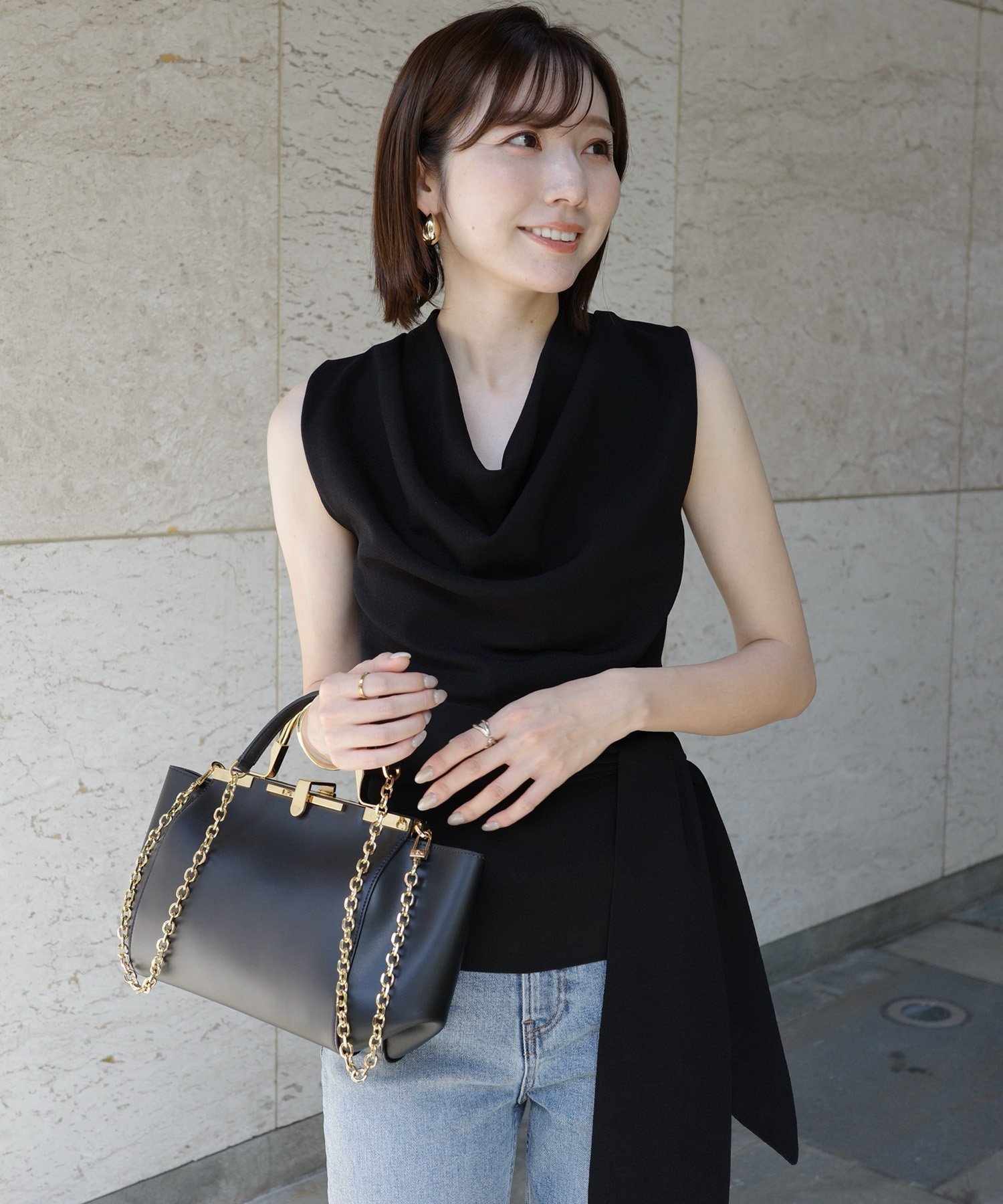【アニュアンス/anuans】のドレープネックニットトップス インテリア・キッズ・メンズ・レディースファッション・服の通販 founy(ファニー) 　ファッション　Fashion　レディースファッション　WOMEN　トップス・カットソー　Tops/Tshirt　ニット　Knit Tops　エレガント 上品　Elegant　ドレープ　Drape　リボン　Ribbon　BLACK|ID: prp329100004560317 ipo3291000000032242593