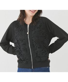 【ジャイロ/JAYRO】のレース切替ノーカラーブルゾン 人気、トレンドファッション・服の通販 founy(ファニー) ファッション Fashion レディースファッション WOMEN アウター Coat Outerwear ブルゾン Blouson/Jackets おすすめ Recommend インナー Inner エレガント 上品 Elegant カットソー Cut And Sew シンプル Simple ブルゾン Blouson ボトム Bottom ポケット Pocket レース Race 切替 Switching 羽織 Haori |ID:prp329100004560318