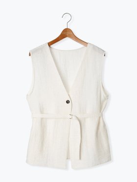 【テチチ/Te chichi】のベルト付き麻調ジレ 人気、トレンドファッション・服の通販 founy(ファニー) ファッション Fashion レディースファッション WOMEN アウター Coat Outerwear トップス・カットソー Tops/Tshirt ベスト/ジレ Gilets/Vests ベルト Belts カットソー Cut And Sew シンプル Simple |ID:prp329100004560330