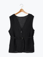 【テチチ/Te chichi】のベルト付き麻調ジレ 人気、トレンドファッション・服の通販 founy(ファニー) ファッション Fashion レディースファッション WOMEN アウター Coat Outerwear トップス・カットソー Tops/Tshirt ベスト/ジレ Gilets/Vests ベルト Belts カットソー Cut And Sew シンプル Simple thumbnail ブラック|ID: prp329100004560330 ipo3291000000032242656