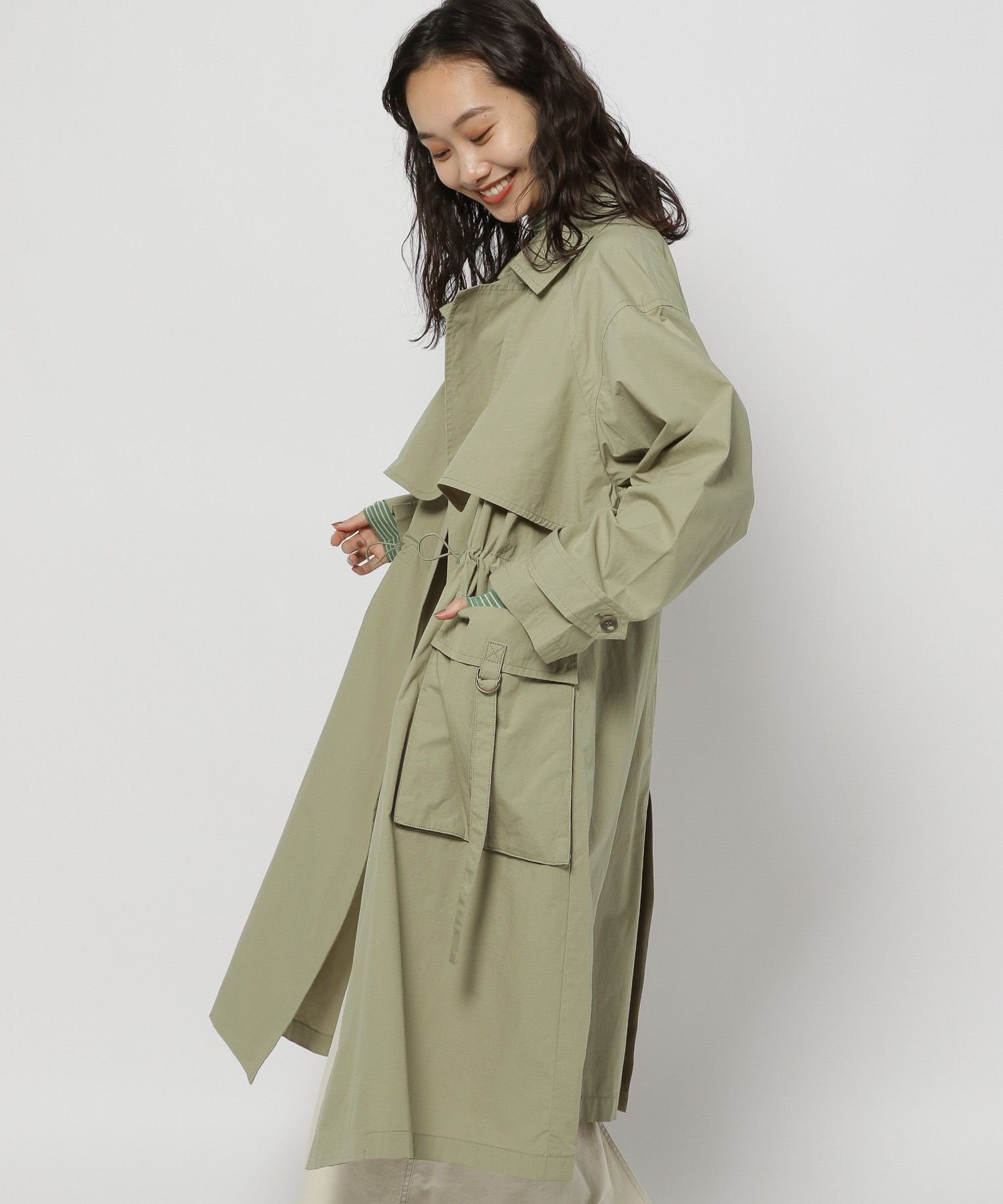 【ニコアンド/niko and】のカーゴトレンチコート インテリア・キッズ・メンズ・レディースファッション・服の通販 founy(ファニー) 　ファッション　Fashion　レディースファッション　WOMEN　アウター　Coat Outerwear　コート　Coats　トレンチコート　Trench Coats　おすすめ　Recommend　スウェット　Sweat　デニム　Denim　人気　Popularity　春　Spring　カーキ78|ID: prp329100004560336 ipo3291000000032242680
