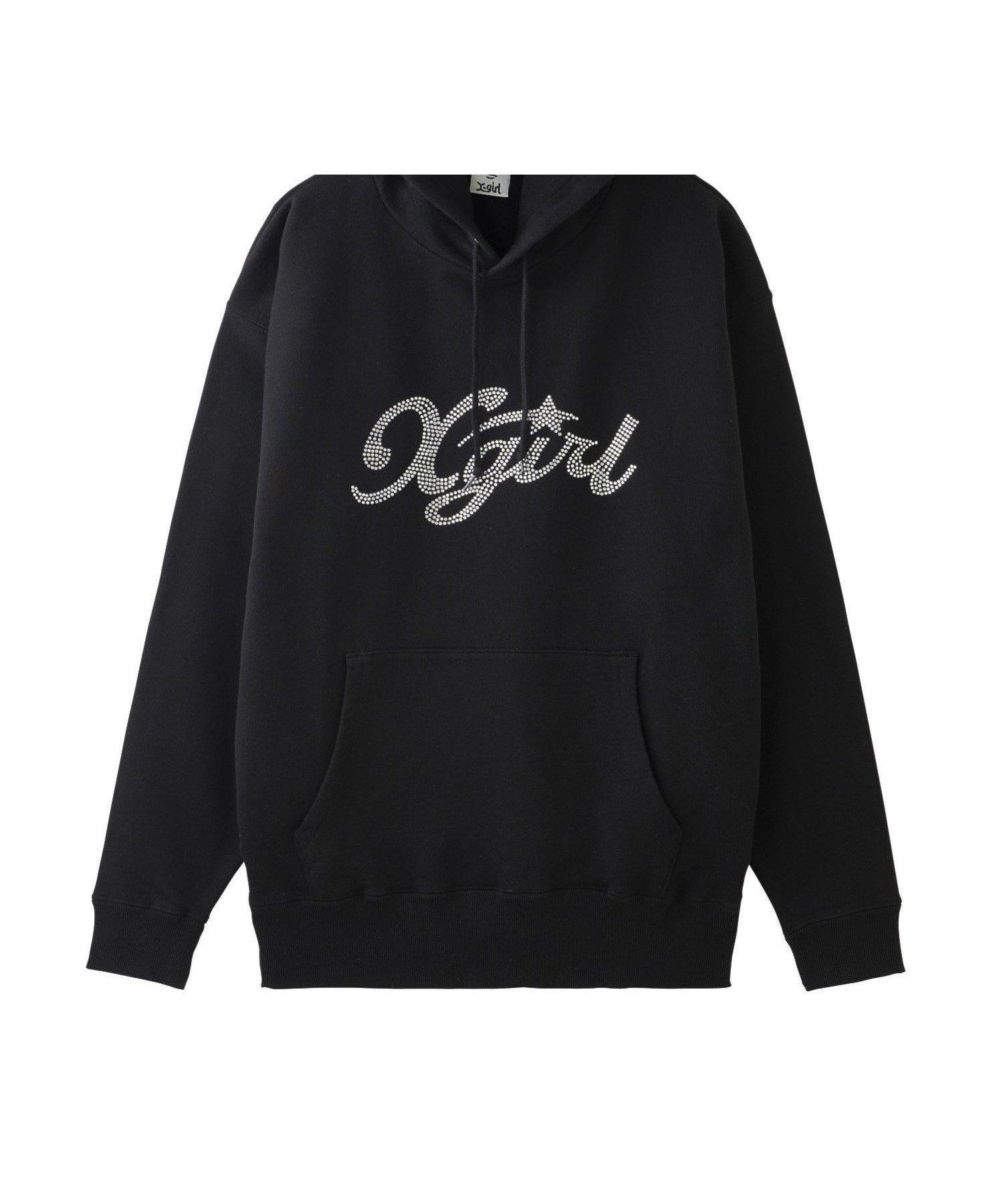 【エックスガール/X-girl】のRHINESTONE STAR CURSIVE LOGO SWEAT HOODIE インテリア・キッズ・メンズ・レディースファッション・服の通販 founy(ファニー) 　ファッション　Fashion　レディースファッション　WOMEN　トップス・カットソー　Tops/Tshirt　パーカ　Sweats　スウェット　Sweat　おすすめ　Recommend　ショート　Short　スウェット　Sweat　ストーン　Stone　セットアップ　Set Up　パーカー　Hoodie　ミニスカート　Mini Skirt　ロング　Long　今季　This Season　A/W・秋冬　Aw・Autumn/Winter・Fw・Fall-Winter　BLACK|ID: prp329100004560363 ipo3291000000032242891