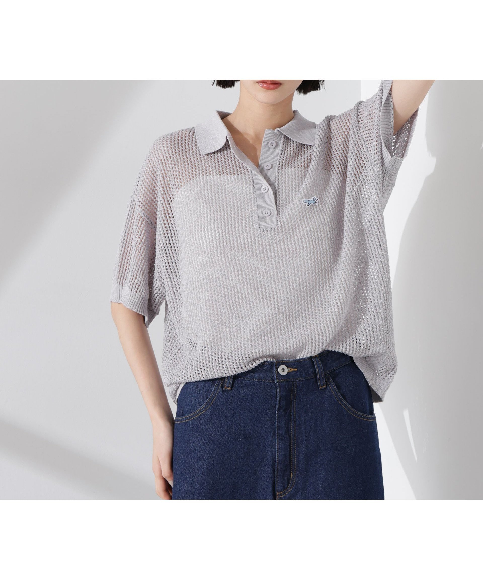 【ナノ ユニバース/nano universe】のPENNEYS別注TheFOXメッシュポロニット インテリア・キッズ・メンズ・レディースファッション・服の通販 founy(ファニー) 　ファッション　Fashion　レディースファッション　WOMEN　トップス・カットソー　Tops/Tshirt　ニット　Knit Tops　ウォッシャブル　Washable　かぎ針　Crochet　シアー　Sheer　別注　Special Order　メッシュ　Mesh　ワンポイント　One Point　おすすめ　Recommend　2025年　2025　2025春夏・S/S　Ss,Spring/Summer,2025　L.グレー1|ID: prp329100004560364 ipo3291000000032242896