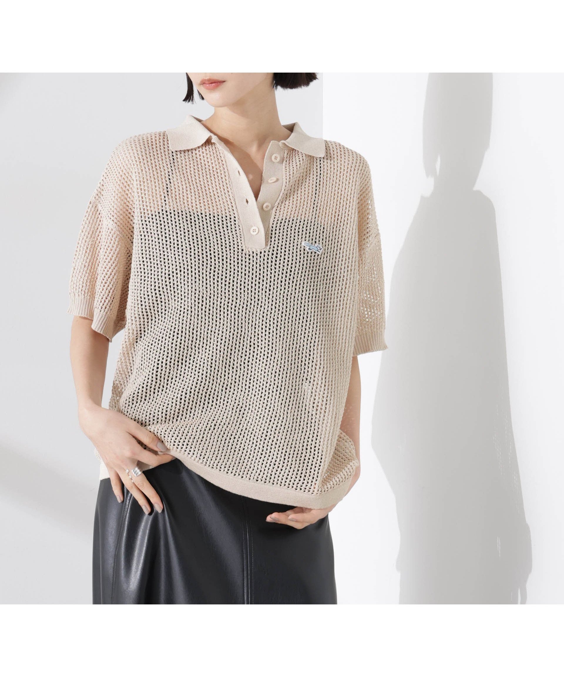 【ナノ ユニバース/nano universe】のPENNEYS別注TheFOXメッシュポロニット インテリア・キッズ・メンズ・レディースファッション・服の通販 founy(ファニー) 　ファッション　Fashion　レディースファッション　WOMEN　トップス・カットソー　Tops/Tshirt　ニット　Knit Tops　ウォッシャブル　Washable　かぎ針　Crochet　シアー　Sheer　別注　Special Order　メッシュ　Mesh　ワンポイント　One Point　おすすめ　Recommend　2025年　2025　2025春夏・S/S　Ss,Spring/Summer,2025　ライトベージュ1|ID: prp329100004560364 ipo3291000000032242897