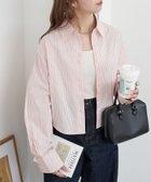 【ディスコート/Discoat】の【WEB限定】ストライプクロップドシャツ ピンク|ID: prp329100004560365 ipo3291000000032361550