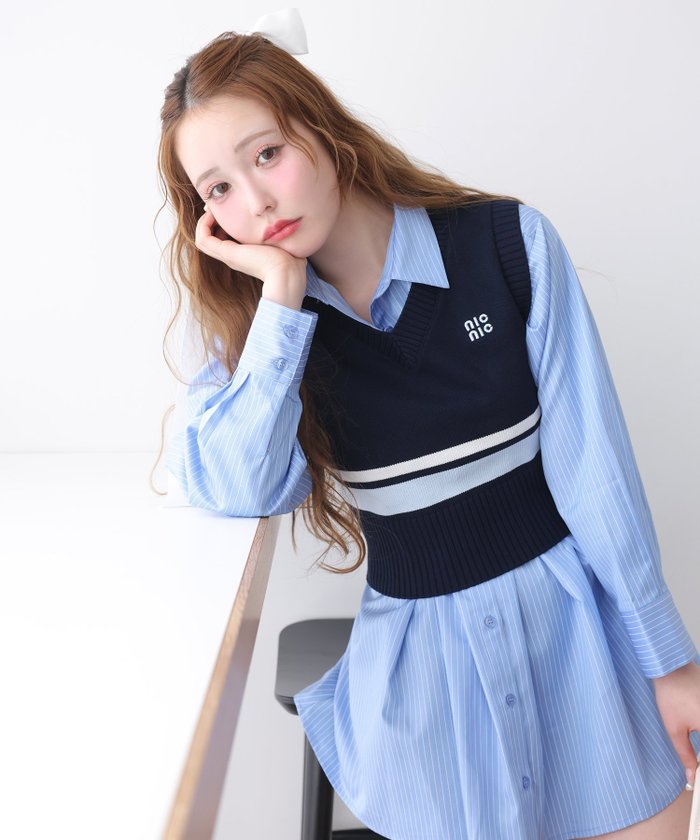 【ナイスクラップ/NICE CLAUP】のワンポイント刺しゅうラインニットベスト インテリア・キッズ・メンズ・レディースファッション・服の通販 founy(ファニー) https://founy.com/ ファッション Fashion レディースファッション WOMEN アウター Coat Outerwear トップス・カットソー Tops/Tshirt ニット Knit Tops ベスト/ジレ Gilets/Vests 2025年 2025 2025春夏・S/S Ss,Spring/Summer,2025 おすすめ Recommend カーゴパンツ Cargo Pants ショート Short スニーカー Sneakers デニム Denim ベスト Vest ワンポイント One Point 夏 Summer |ID: prp329100004560366 ipo3291000000032242903