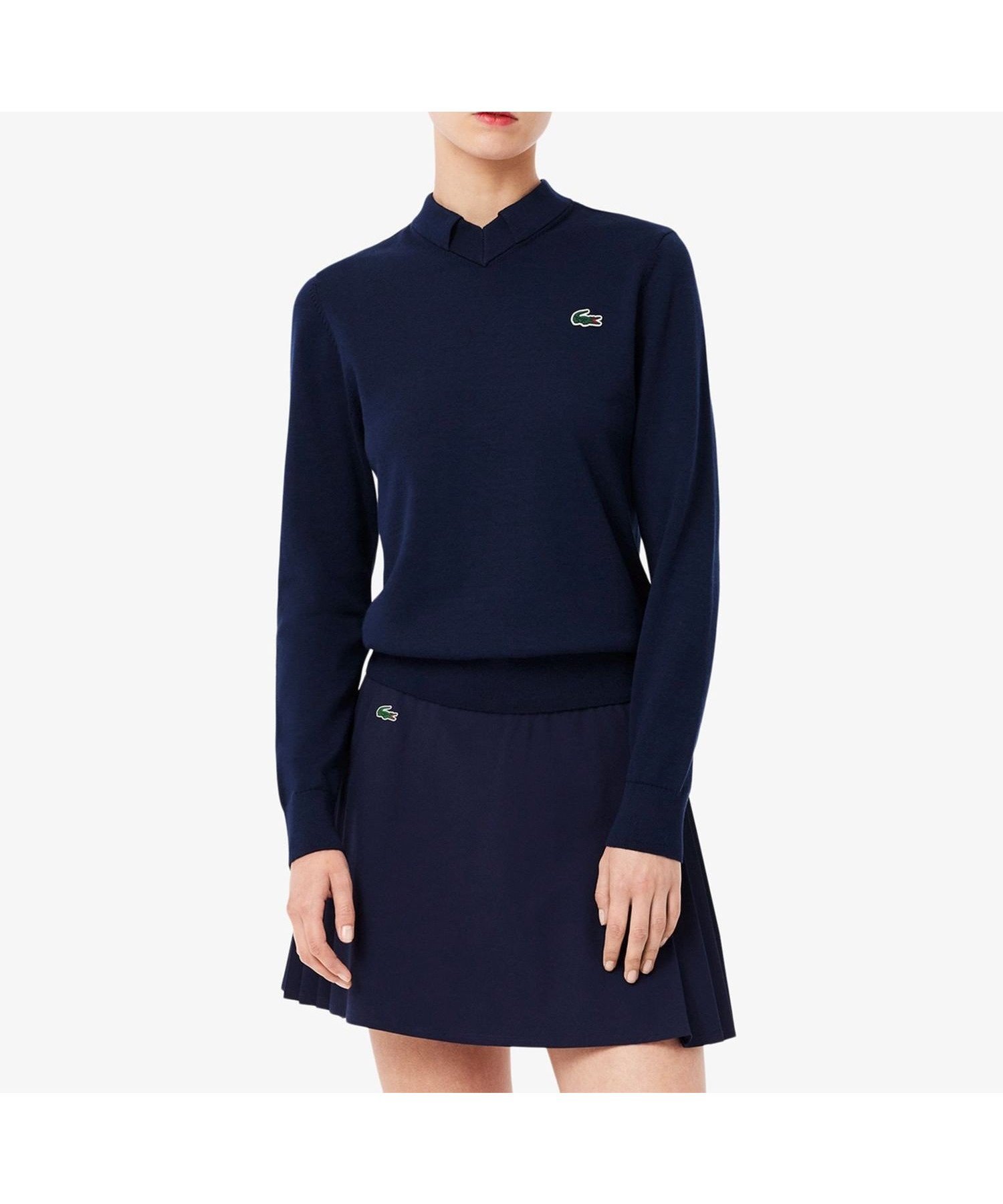 【ラコステ/LACOSTE】のクールマックスVネックゴルフセーター インテリア・キッズ・メンズ・レディースファッション・服の通販 founy(ファニー) 　ファッション　Fashion　レディースファッション　WOMEN　トップス・カットソー　Tops/Tshirt　Vネック　V-Neck　クラシック　Classic　クール　Cool　ゴルフ　Golf　セーター　Sweater　ダークネイビー|ID: prp329100004560369 ipo3291000000032242917