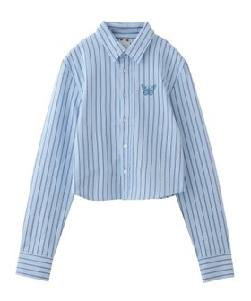 【エックスガール/X-girl】のBUTTERFLY STRIPE L/S SHIRT X-girl 人気、トレンドファッション・服の通販 founy(ファニー) ファッション Fashion レディースファッション WOMEN トップス・カットソー Tops/Tshirt シャツ/ブラウス Shirts/Blouses おすすめ Recommend コンパクト Compact ストライプ Stripe バタフライ Butterfly ミニスカート Mini Skirt ワンポイント One Point 夏 Summer 春 Spring S/S・春夏 Ss・Spring/Summer 長袖 Long Sleeve |ID:prp329100004560385